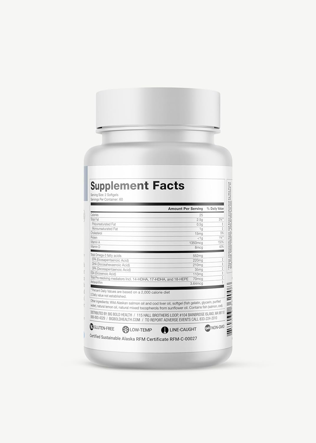 2 Month Supply - Omega-3 Rejuvenate Fish Oil Supplement, Wild Alaskan Cod and Sockeye Salmon Fish Oil, Lemon Flavor —Omega-3 Fatty Acids with EPA, DHA, & DPA— 120 Softgels