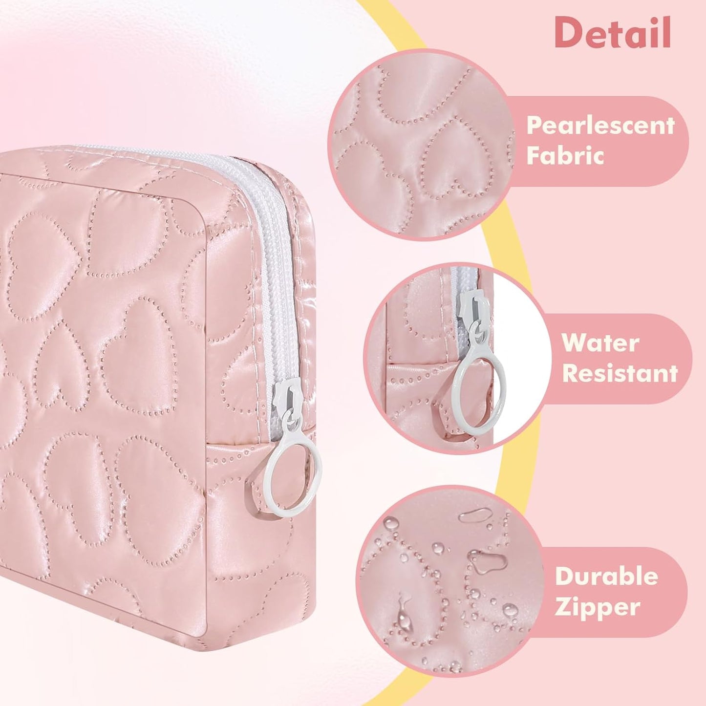 Sanitary Napkin Storage Bag Soft PU Leather Sanitary Pad Bags for Period Teen Period Pads Pouch for Panty Liners, Tampons, Menstrual Cup - Black