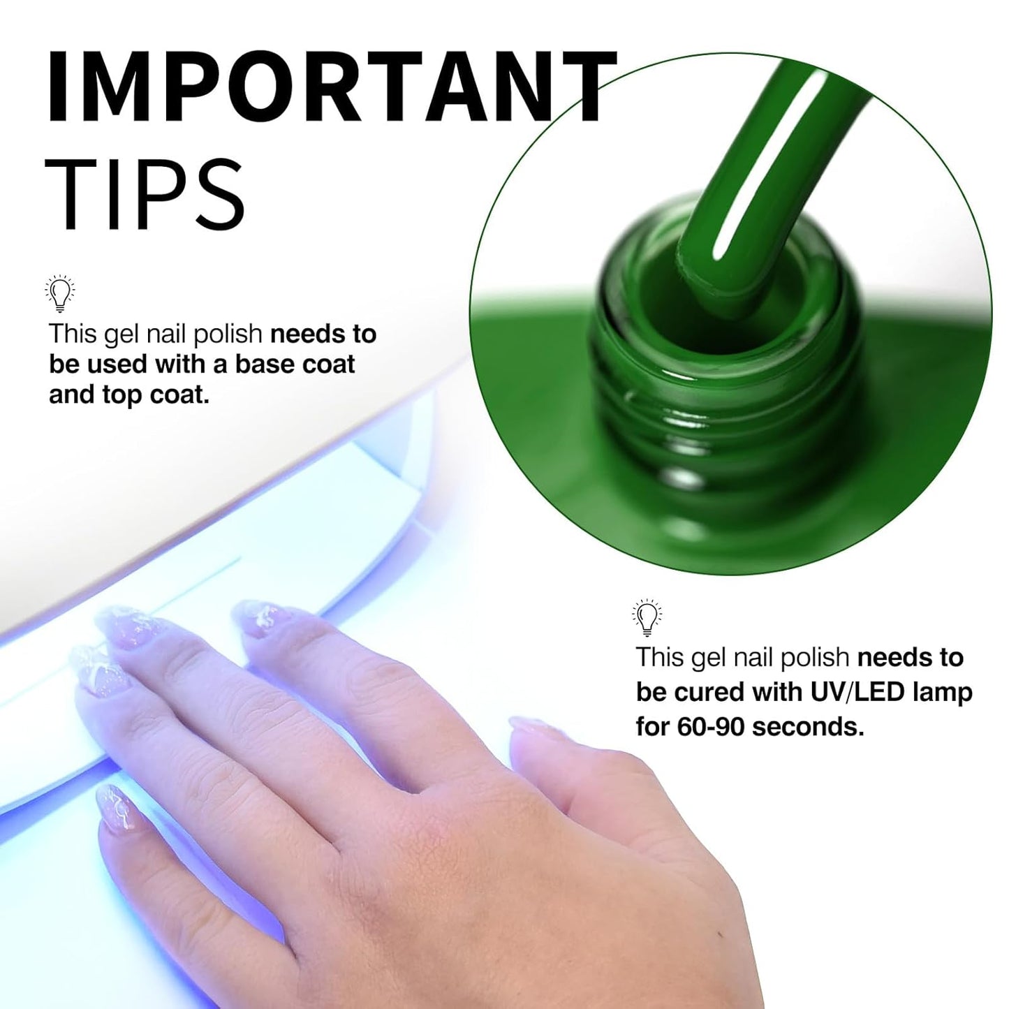 CANNI Green Gel Nail Polish, 1Pcs Emerald Dark Green Color Gel Polish Nail High Gloss Soak Off UV French Manicure Salon DIY