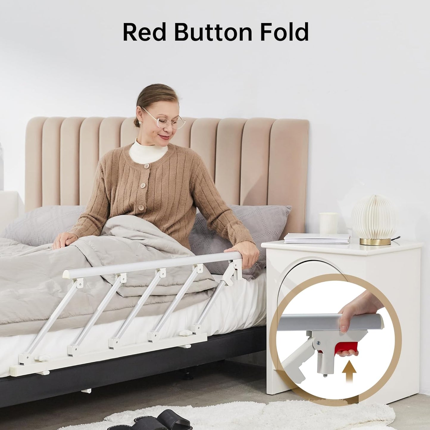 ELENKER Bed Rails for Elderly Adults, Folding Bed Assist Seniors Safety Bed Guard Rail Handle to Prevent Falling Out of Bed, 48.6"x16.3"