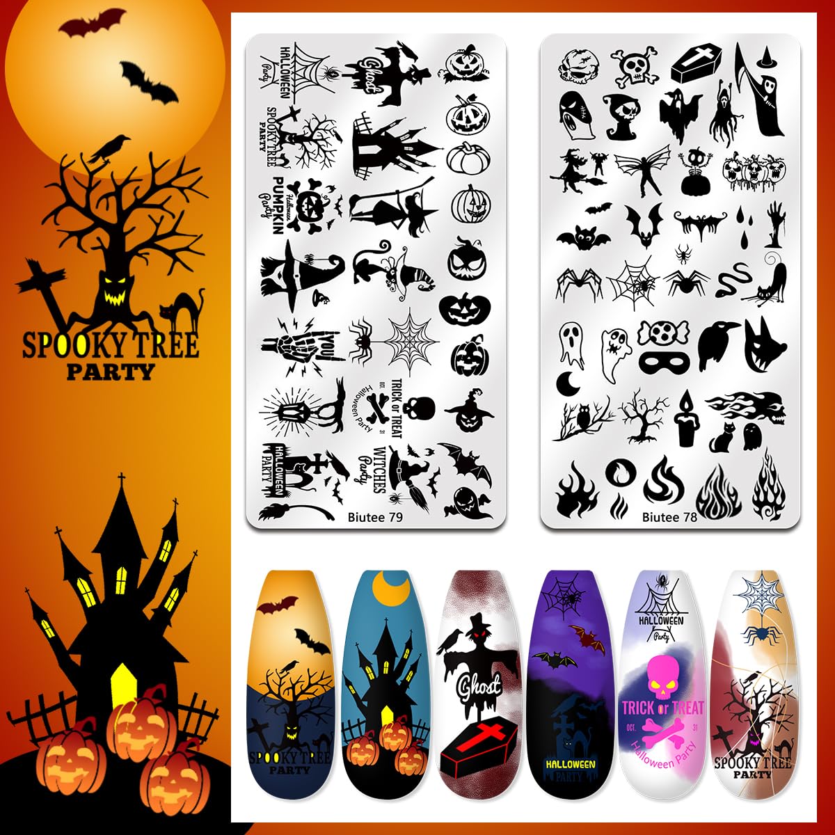 Biutee Nail Stamping Plate Set 12Pcs Nail Art Stamping Plates Nail Stamping Kit Nail Stamper Kit Flower Leaves Animal Lace Star Halloween Christmas Design Nail Stamp Plate