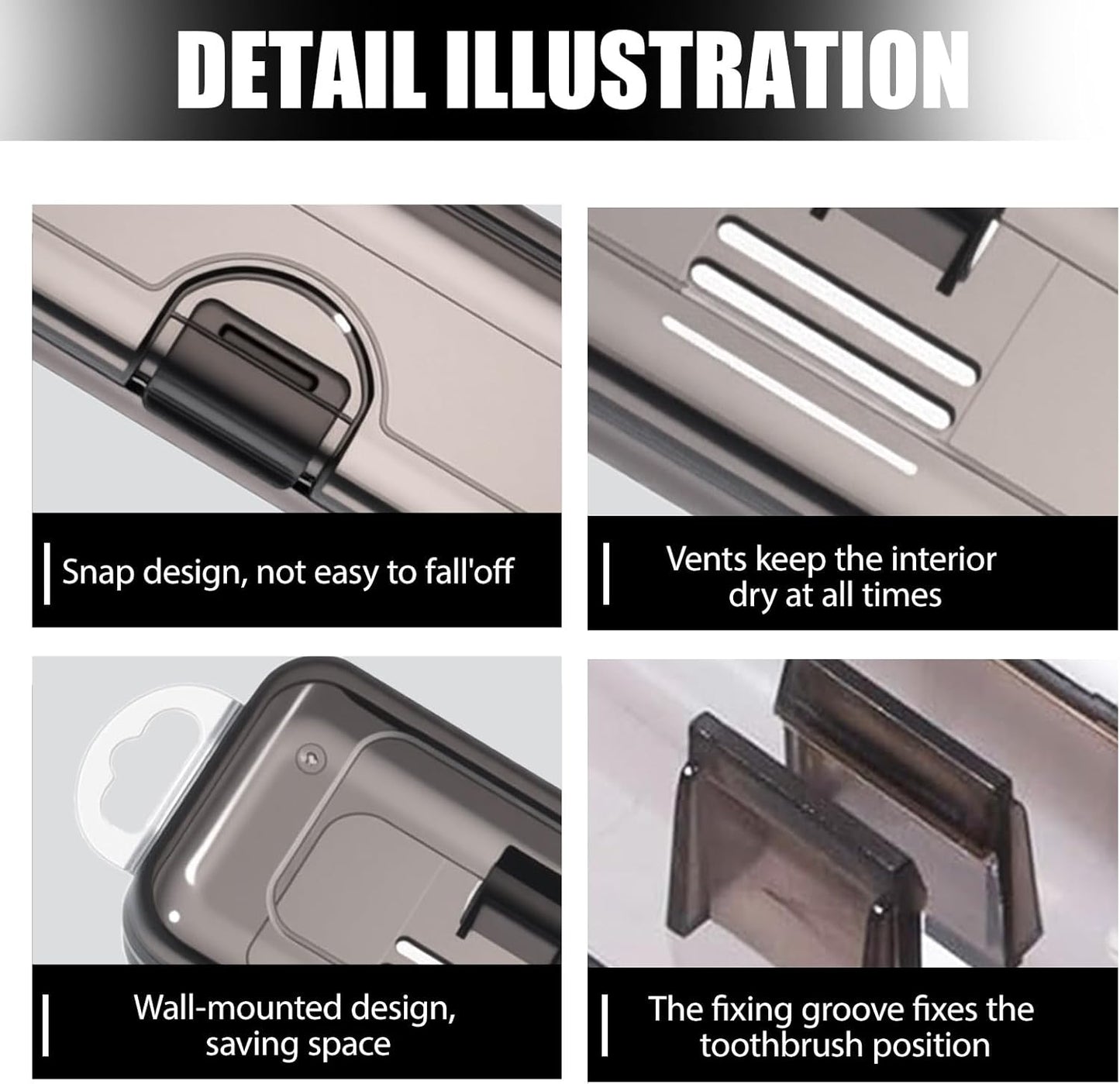 4Pcs Toothbrush Travel Case, Plastic Portable Tooth brush Holder for Traveling, Bathroom, Camping