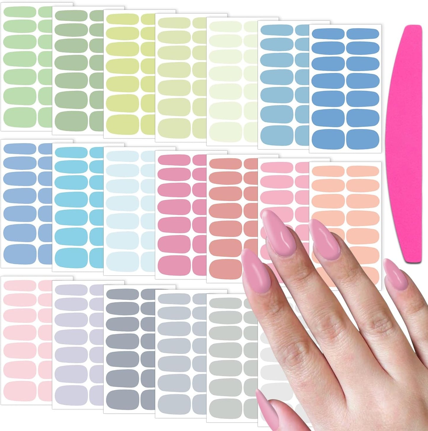 SILPECWEE Nail Stickers Full Nail Wraps (20 Sheets, Light Color), Self Adhesive Nail Polish Strips, Gel Strips Manicure Design, Fingernail Sticker Nails for Women with File