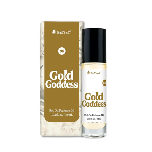 Well's Oil Roll-On Perfume Oil (Gold Goddess) | Champagne & Sweet Notes | Long-Lasting | Paraben-Free | 0.33 Fl Oz / 10 ml