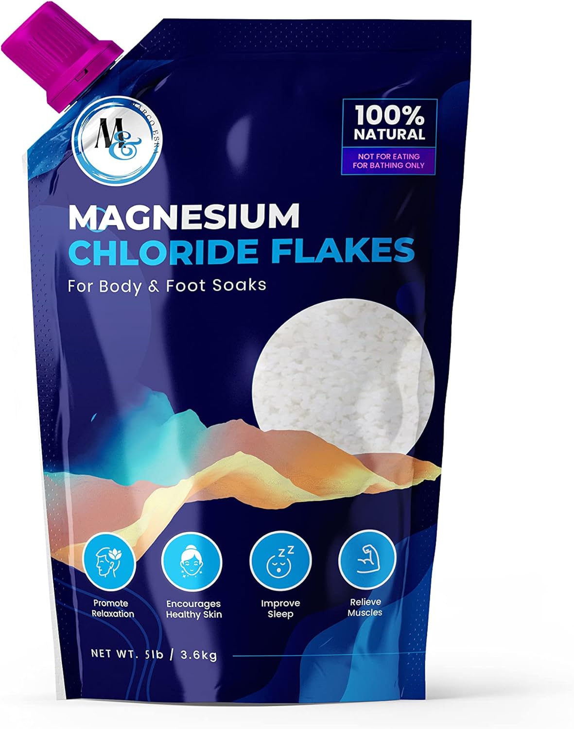 Dead Sea Magnesium Flakes Bath Salts | Premium Magnesium Supplement Bath Salts (5 Pound)