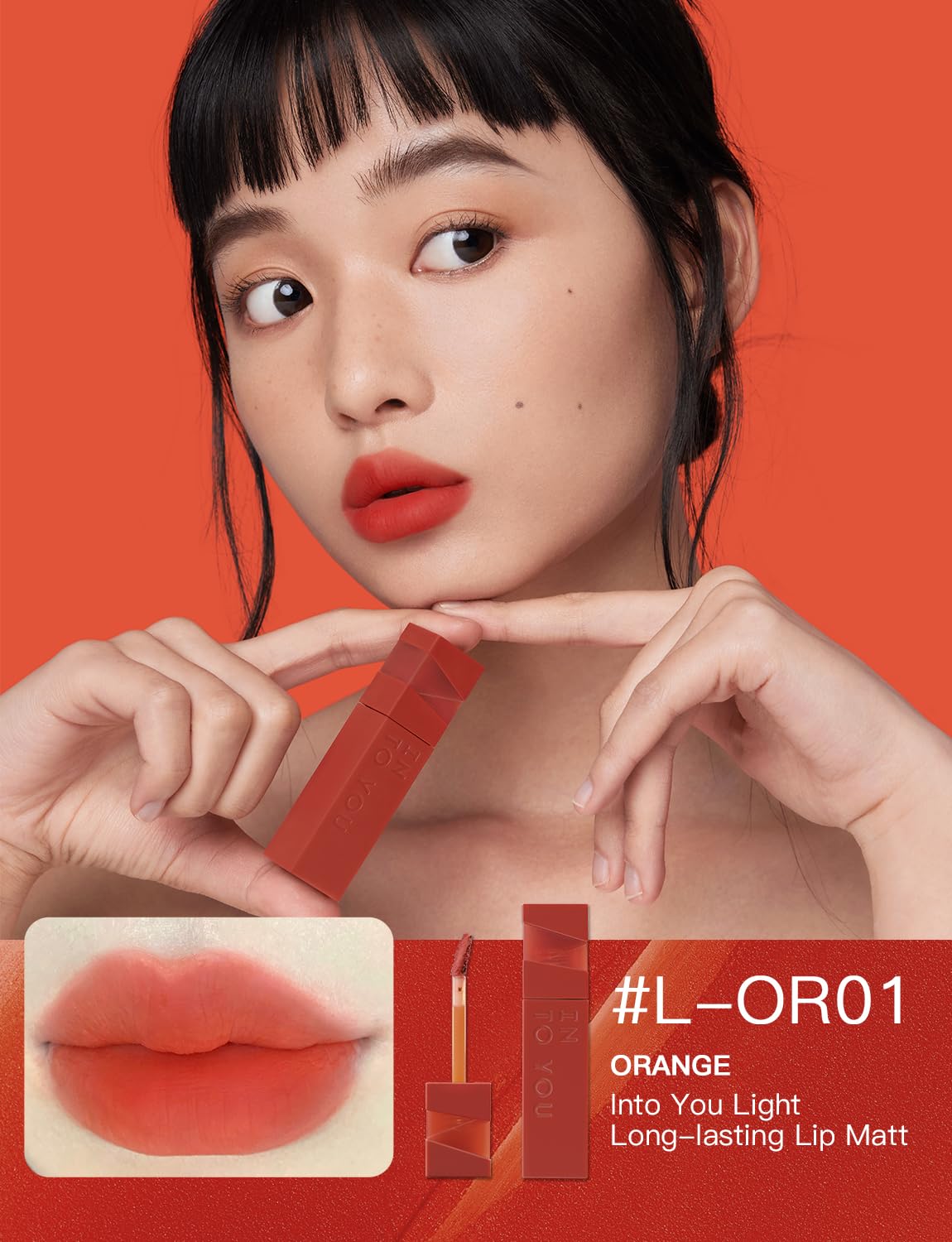 INTO YOU Matte Velvet Lip Stain Long Lasting Waterproof Lipstick Makeup Moisturizing Lipstick for Women(L-Or01)