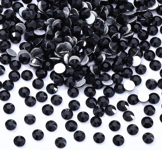 Black Flatback Rhinestones, Glass Rhinestones for Nail Art and Craft, Glue Fix, Loose Crystal Gemstones(Black, SS4, 2880pcs, 1.5-1.7mm)