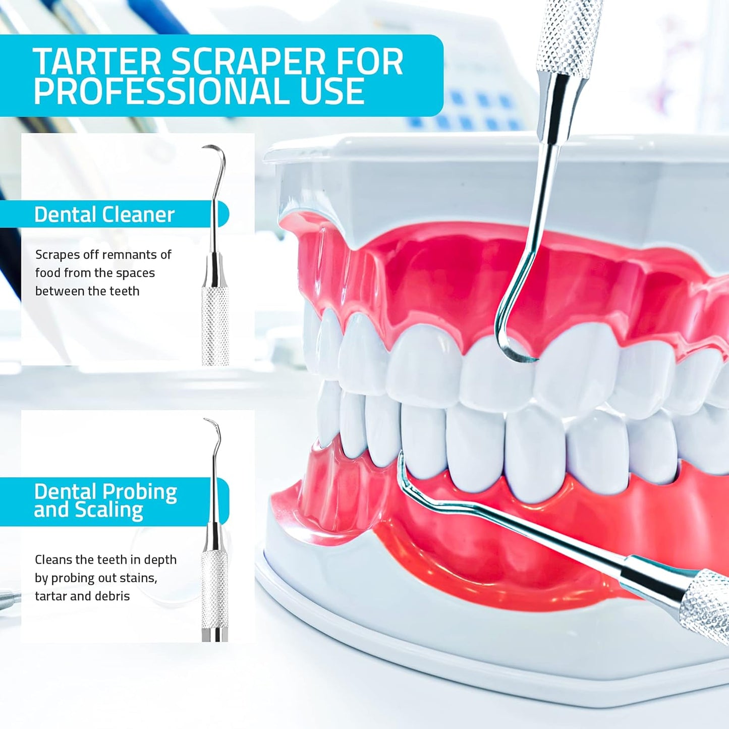 Utopia Care Professional Dental Tartar Scraper Tool, Dental Pick, 6.5 Inch Double Ended Tartar Remover for Teeth, Plaque Remover, Tooth Scraper, Silver, 1 Piece