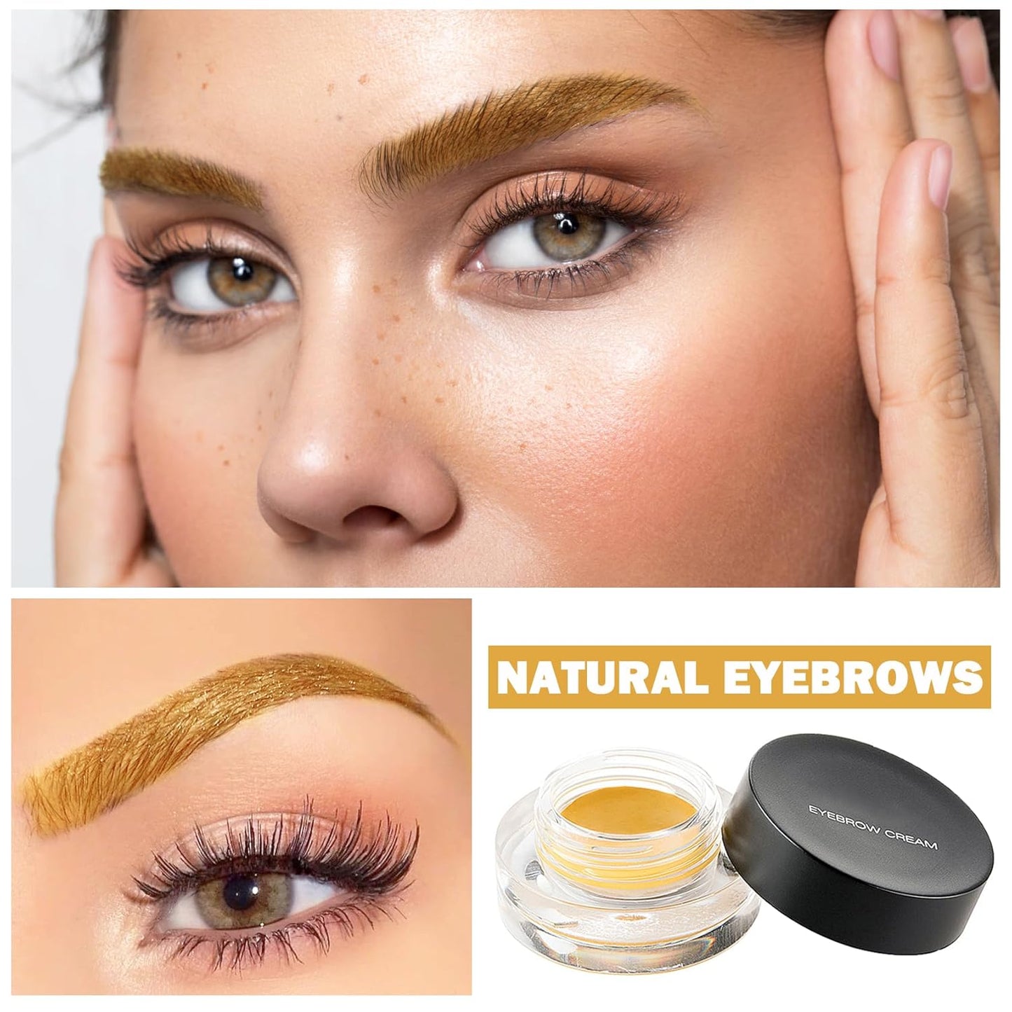 Eyebrow Pomade Cream,Brow Pomade Gel Naturally Long Lasting Waterproof,Delicate and Smooth Eye Brow Makeup Cosmetics with Eyebrow Brush - Daffodil