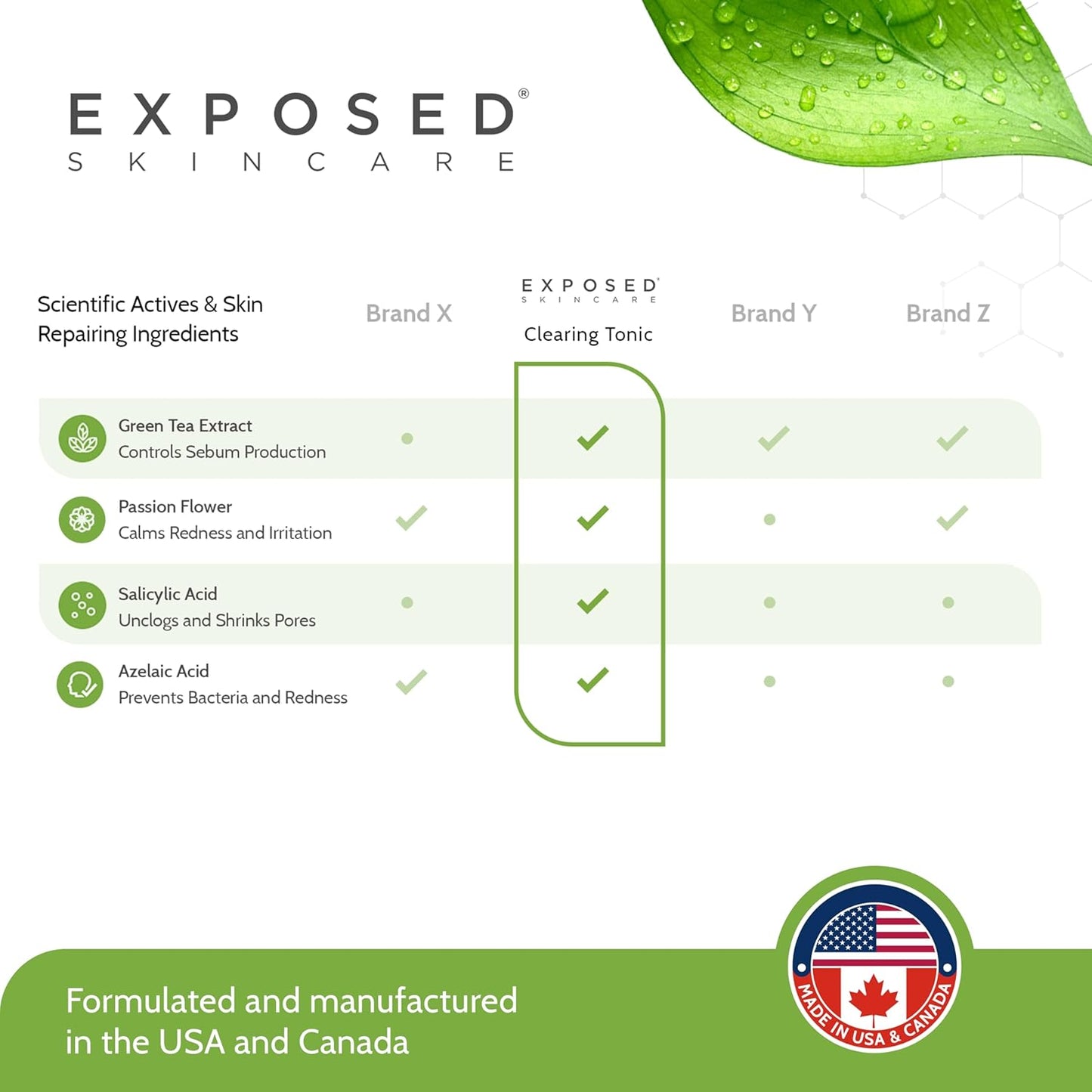 Exposed Skin Care Clearing Tonic Facial Toner with 1% Salicylic Acid and Witch Hazel for Acne Treatment – Pore Minimizing Toner to Prevent Breakouts, Reduce Redness and Balance Skin – Step 2 (4 fl oz)