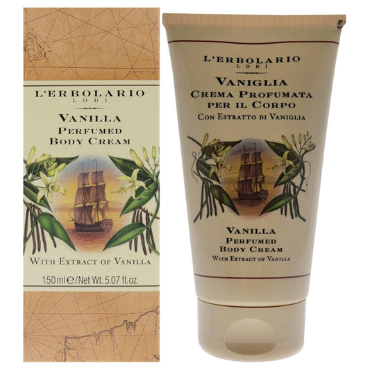 L'Erbolario Vanilla Perfumed Body Cream - Long Lasting Scented Body Cream for Women - Perfume Hydrating Body Moisturizer - Nourishing and Moisturizing Body Butter for Dry Skin - 5.07 oz