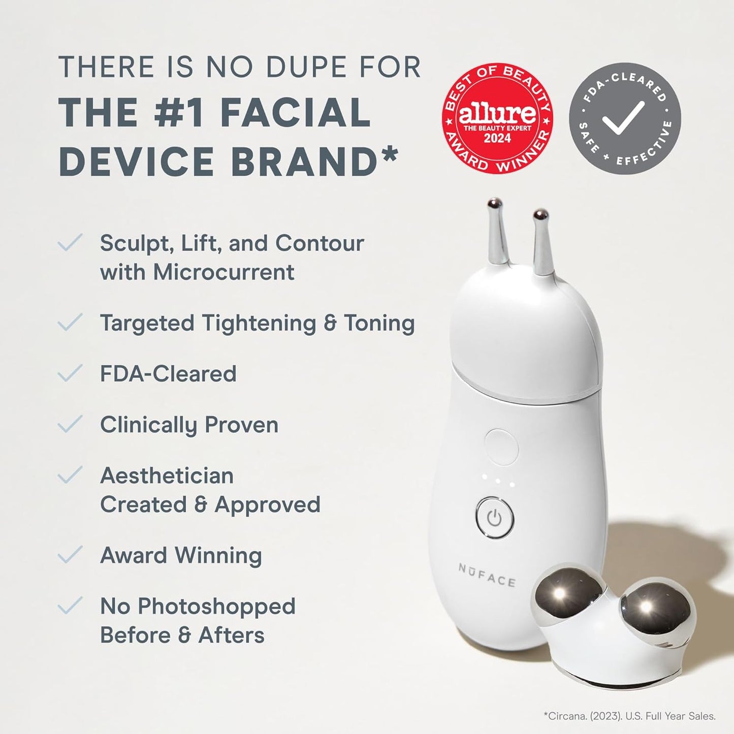 NuFACE TRINITY+ Effective Lip & Eye Attachment for Microcurrent Facial Device - FDA Cleared At Home Eye Lift & Smile Lines Treatment to Tighten & Tone Hard-to-Reach Areas Around Mouth and Eyes