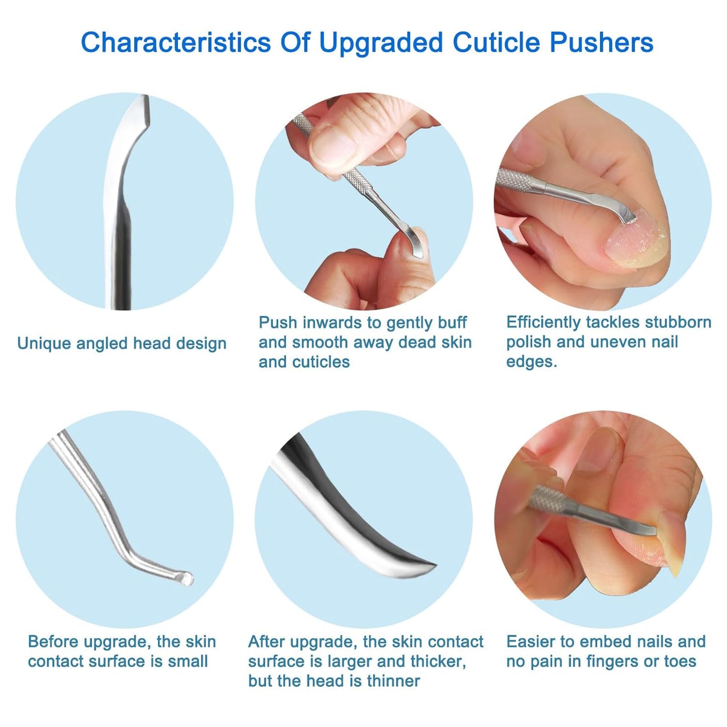 Premium Stainless Steel Manicure Tools 2-Piece Set, Upgraded Cuticle Pusher & Nail Lifter, Cuticle Trimmer & Gel Nail Polish Remove Tool, Home & Salon, For Women