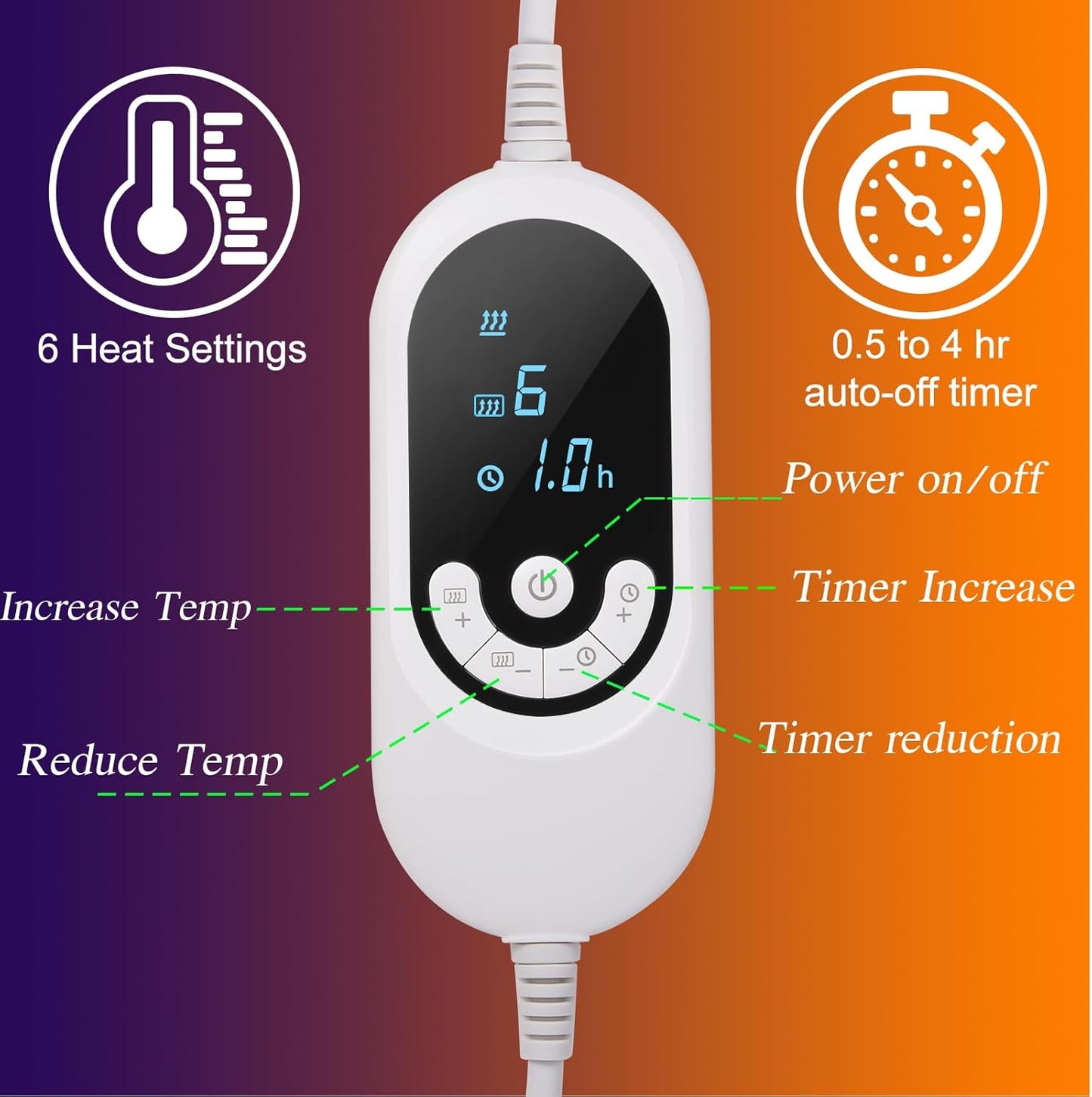 Electric Heating Pad for Neck and Shoulders, Weighted Neck Heating Pad for Pain Relief, 6 Heat Settings Far Infrared Heated Pad with Auto Off (Orange XXL)