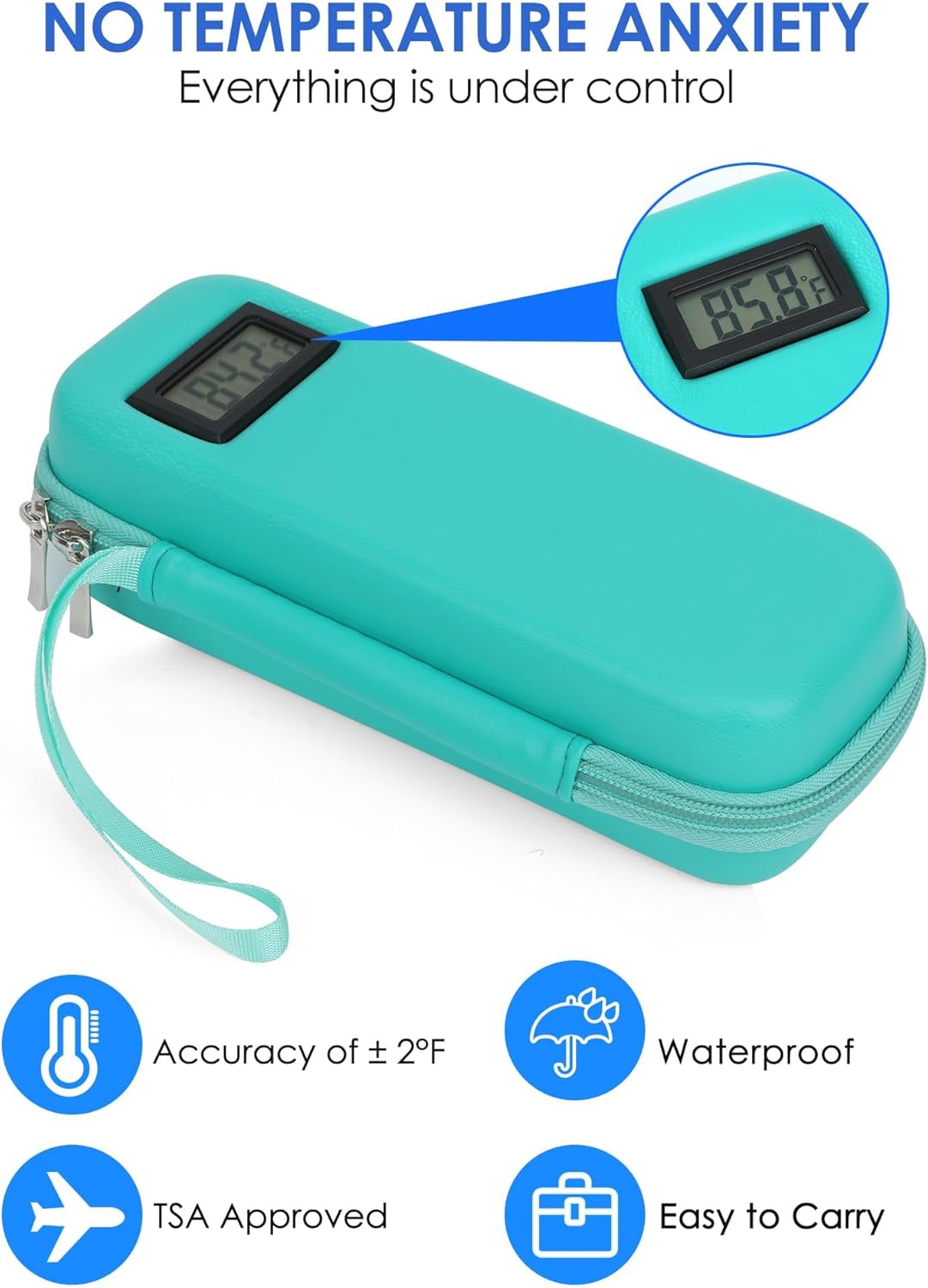 Insulin Cooler Travel Case with Temperature Display, Tsa Approved, Refrigerated Medicine Travel Case with 2 Ice Packs, Insulin Pen & Other Diabetic Supplies Organizer for Trip and Daily