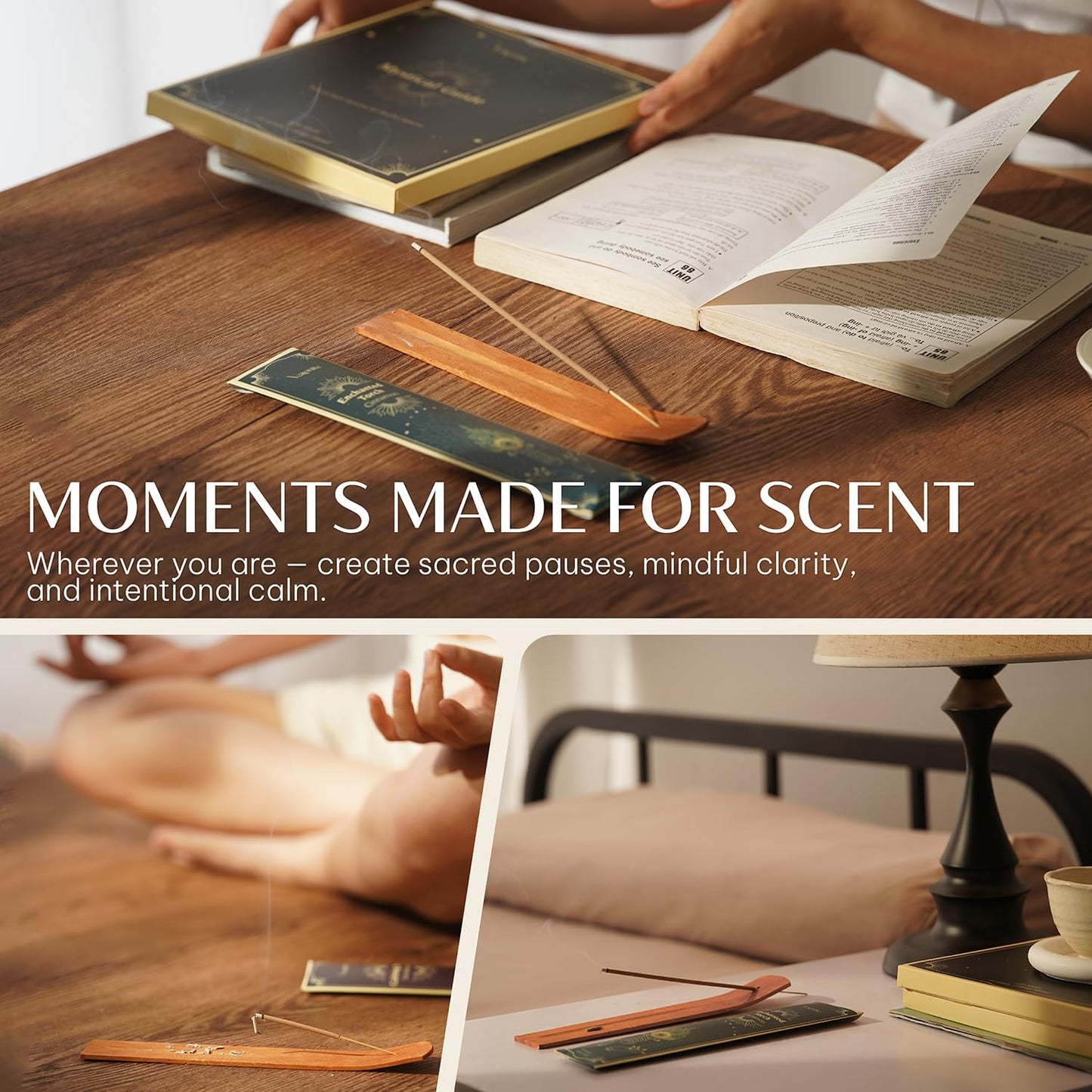 Mystical Guide Incense Sticks Variety Pack of 6 (120 Insence-Sticks) with Holder: Patchouli, Lavender, Sandalwood, Cinnamon, Lemongrass, Sage Inscents-Stick, Organic Incense Stick Non Toxic