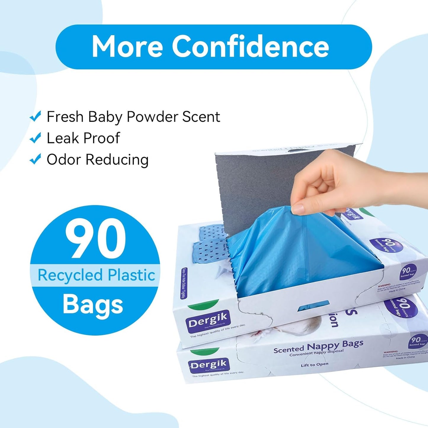 Personal Care Sanitary Disposal Bags (90 counts), Scented | for Sanitary Tampons, Pads, Liners, Wipes,Women Period Disposal | No Mess, Odor-Reducing,Hygiene Bags, Blue
