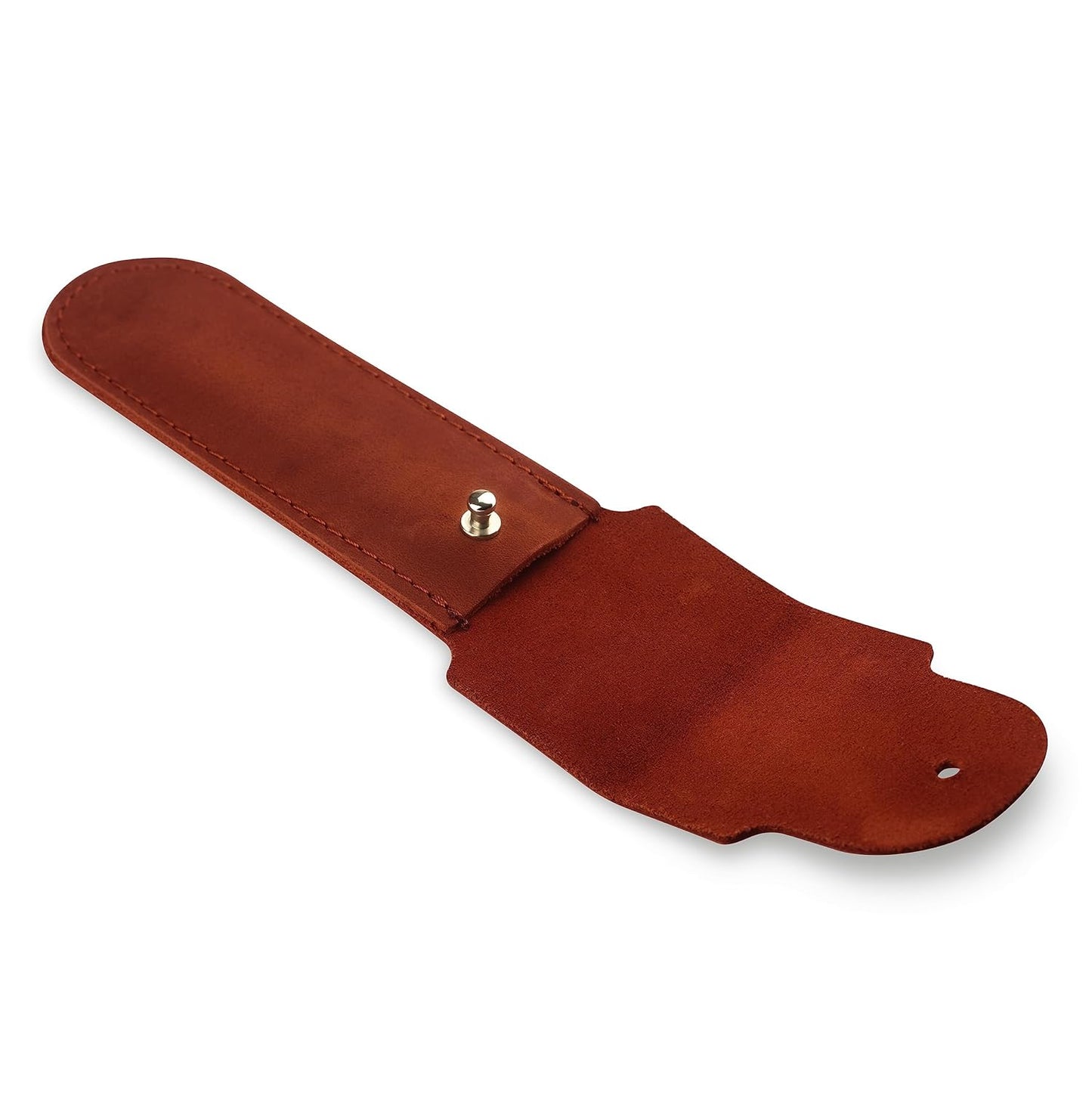 Safety Razor Head Protecting Leather Cover, Genuine Cowhide Leather Double Edge Safety Razor Case Accessories for Travel, Butterfly Razor Case, Soft Leather Double Edge Razor Case (Cognac)