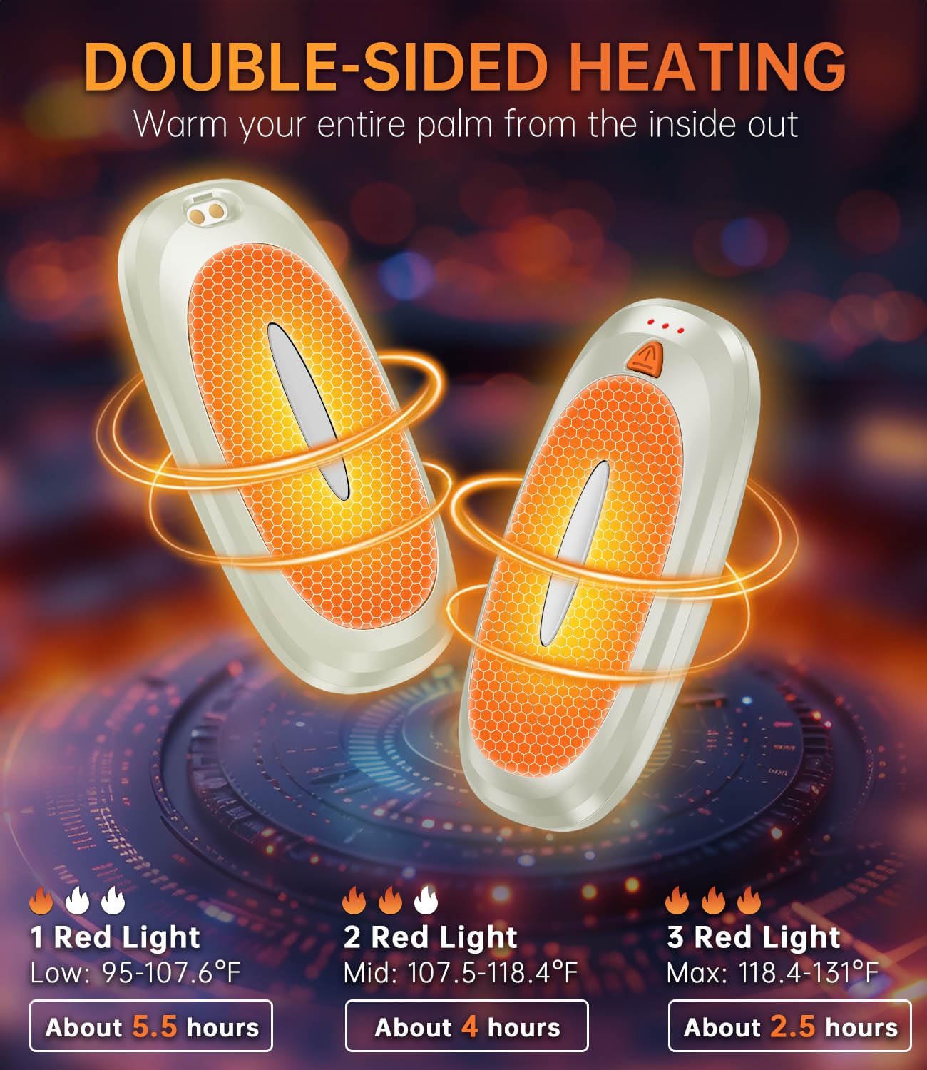 Hand Warmers Rechargeable with 10000mAh Charging Case, 2000mAh Portable Hand Warmers 2 Pack, Reusable Electric Pocket Heater for Hunting, Camping Gear, Outdoors, Gifts