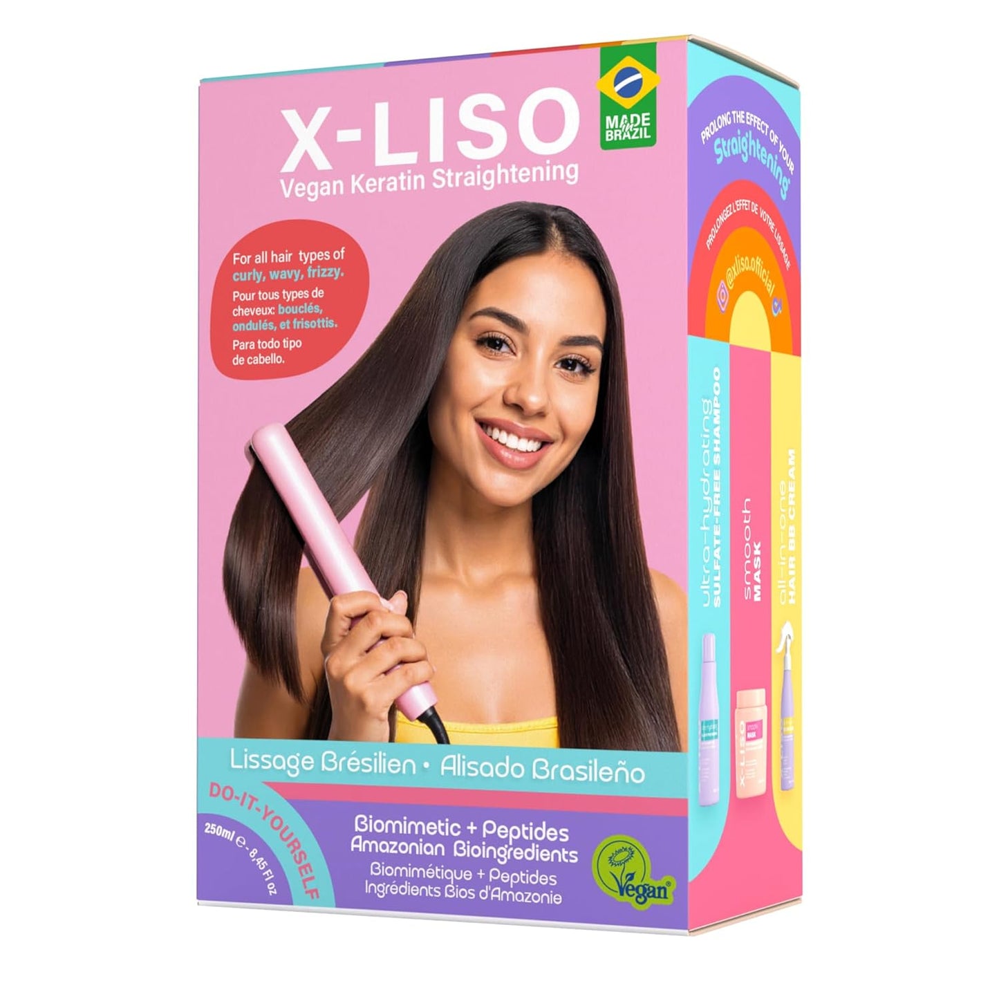 Brazilian Keratin Hair Treatment – Smoothing and Straightening kit, Formaldehyde–free, Frizz-Free – Keratin Treatment at Home | Keratina Para Alisar El Pelo | Alisado Sin Formol