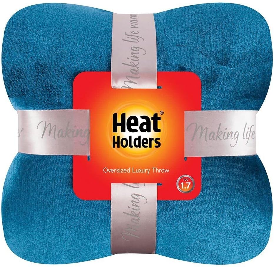 Heat Holders Personal-Sized Throw - Warm and Luxuriously Soft Fur-Like Fleece - Ideal for Bed, Sofa, Travel and Gifts | Teal / 50x70 inches