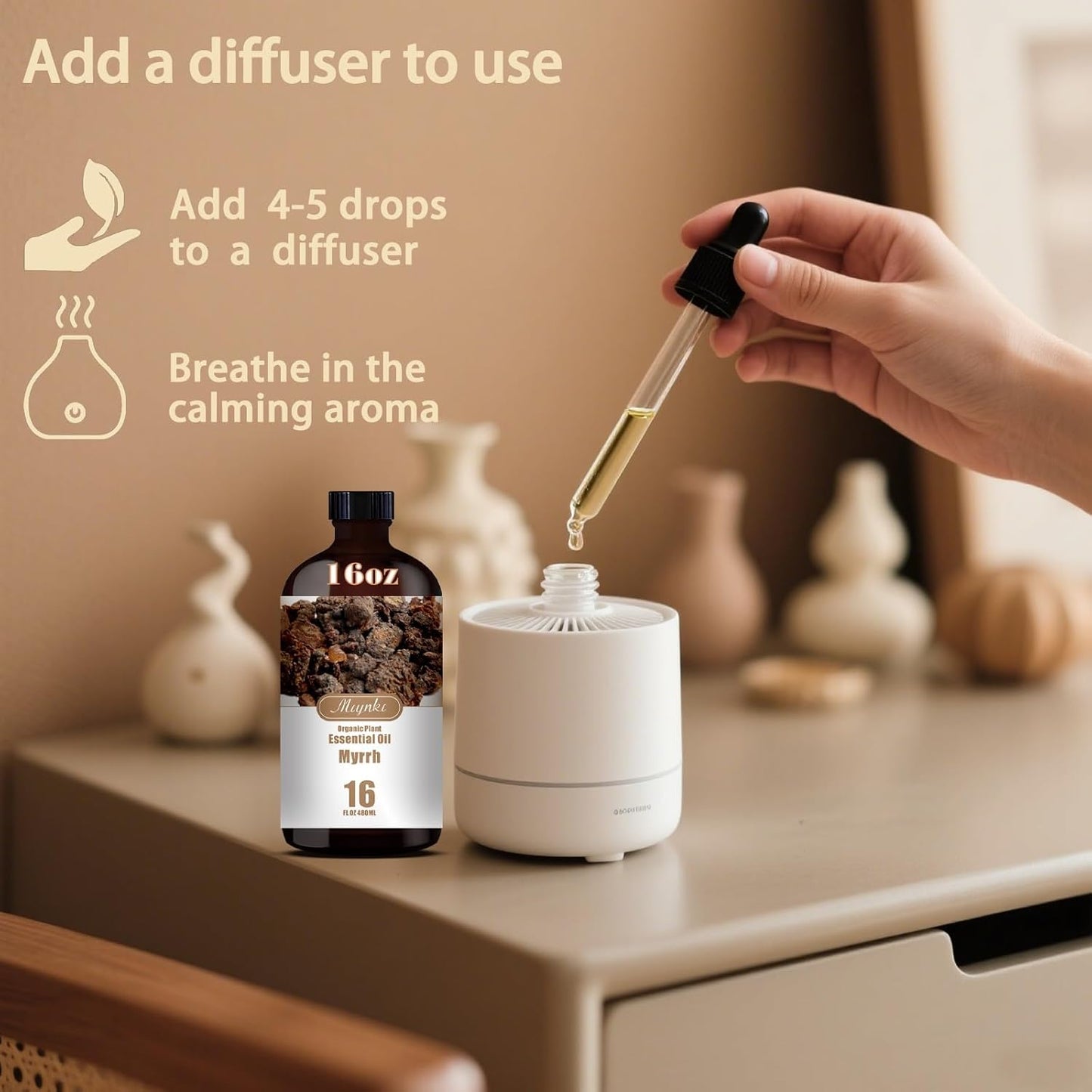 Myrrh Fragrance Oil-Myrrh Essential Oil 16.33oz (490ml)-100% Pure Natural Scent for Diffusers, Candles, Soap Making & Aromatherapy-Relaxing Home & Gift Essential Oil for Bath, Massage