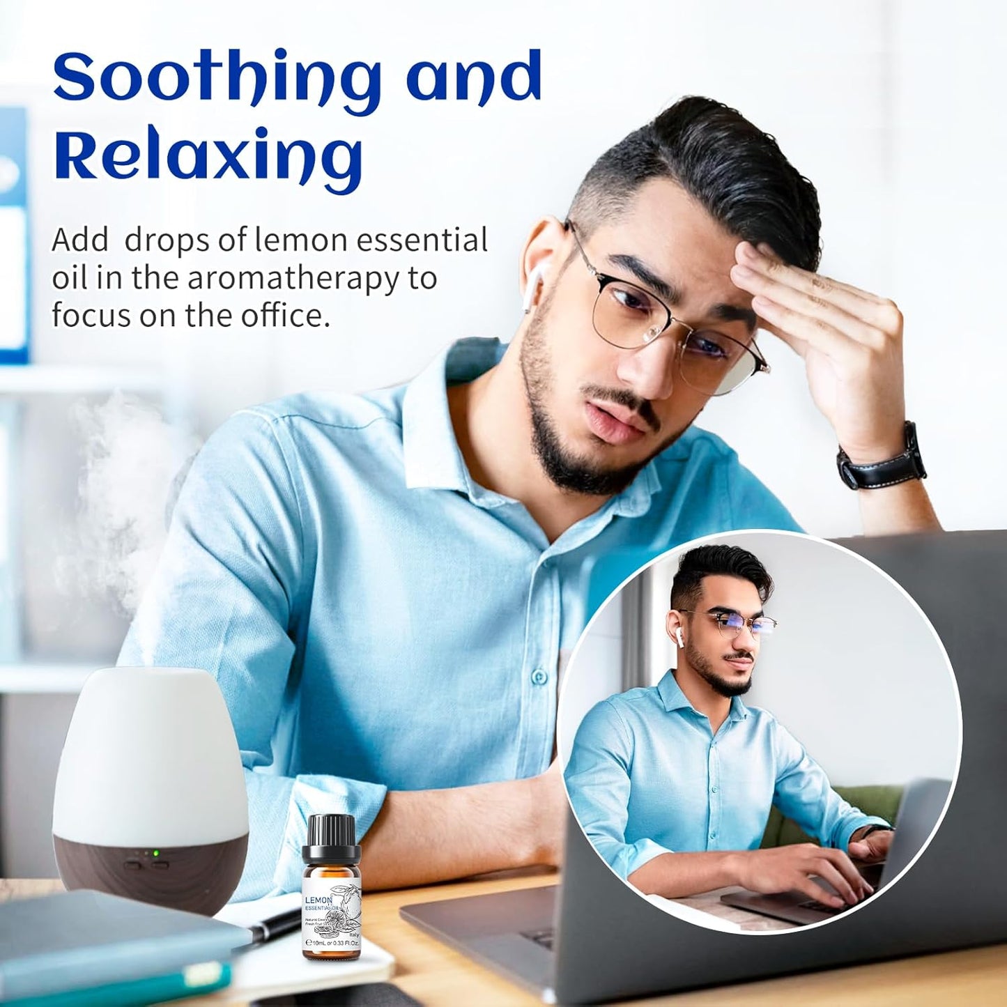 HIQILI Lemon Essential Oil, Household Cleaning, Air Purification, Skin Care, Can be Added to Cleansers, Sprays, Body Lotions Use - 0.33 Fl Oz/10ML