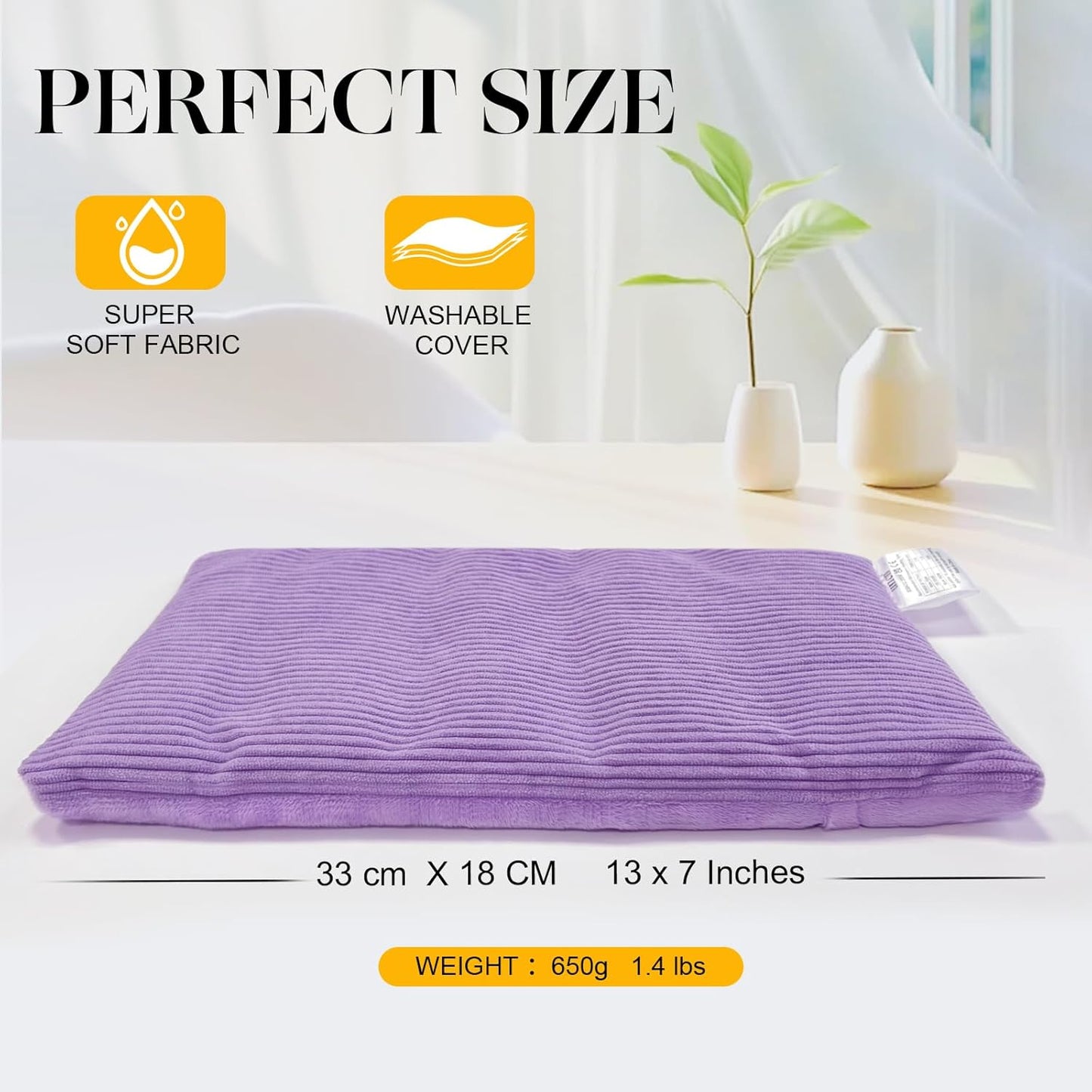 Microwavable Heating Pad with Washable Cover 13x7 Inch Flaxseed Microwave Hot Pack, Lavender Scent, Moist Warm Compress for Relaxation, Non-Electric & Portable