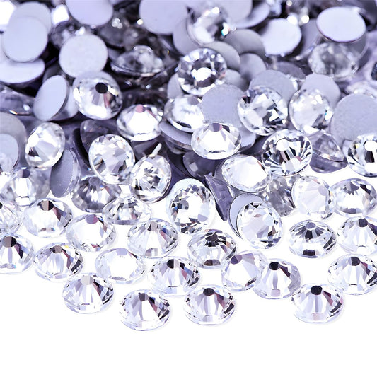 Flatback Rhinestones Round Gems for Nails Art and Crafts 620Pcs SS30 6mm Glitter Crystals Stone DIY Bags Clothes Shoes (White)