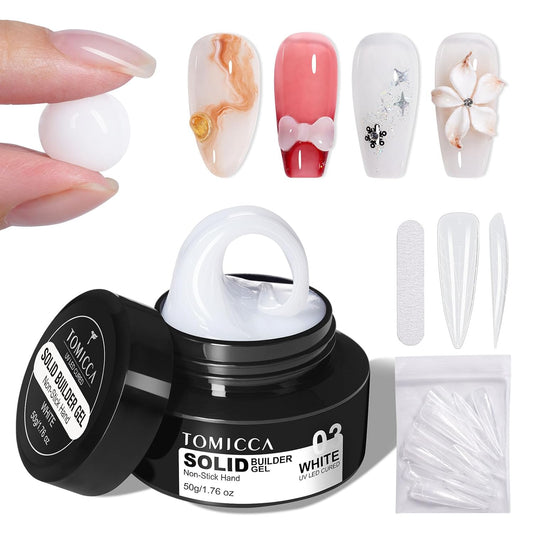 TOMICCA 3D Nail Gel Sculpting Gel for Nail Art 50g Gel Nail Art Non Sticky Hand Carving Gel UV LED Nail Extension Gel Solid Builder Gel for Nails White