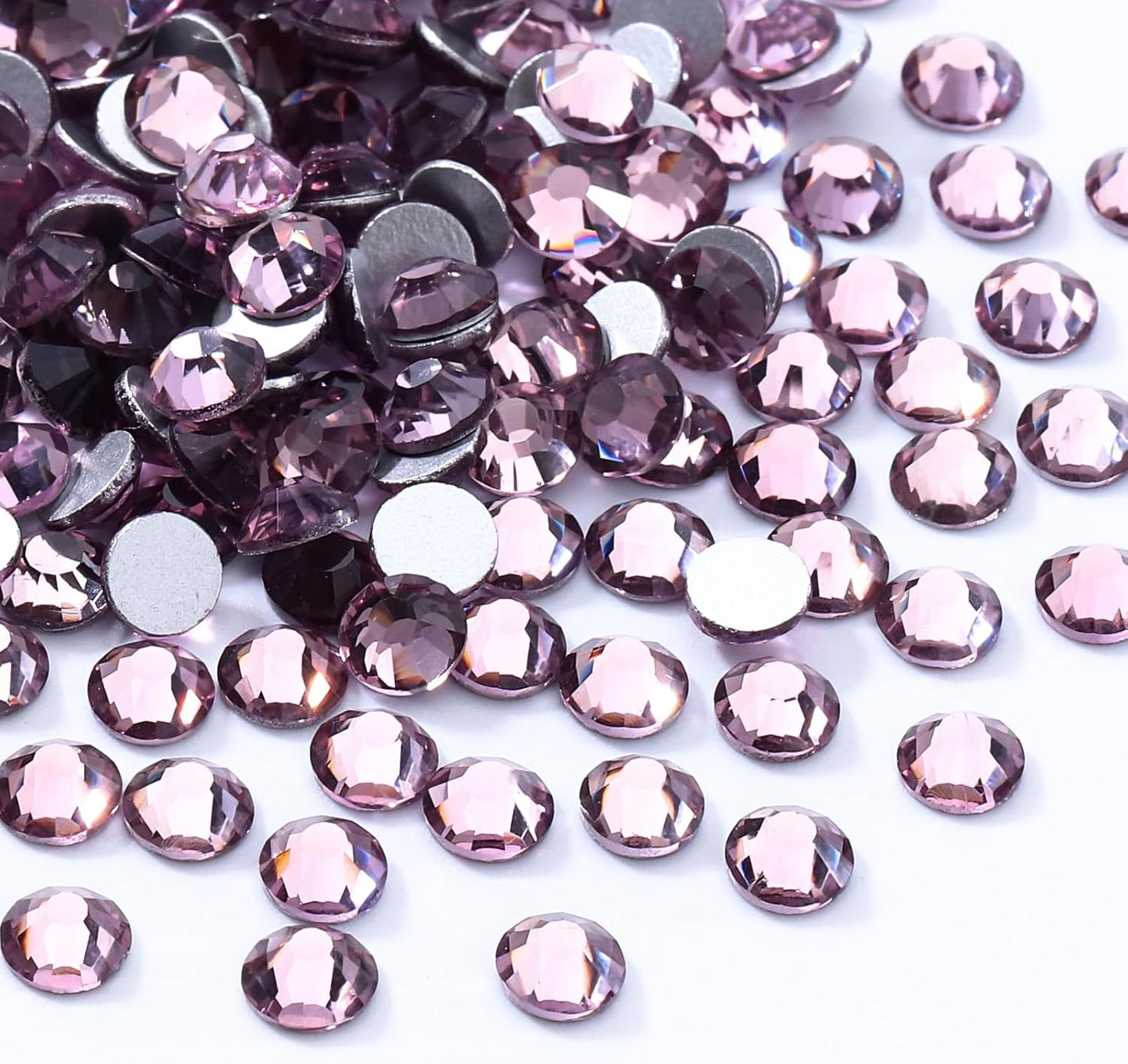 Light Amethyst Flatback Rhinestones, Glass Rhinestones for Nail Art and Craft, Glue Fix, Loose Crystal Gemstones(Lt.Amethyst, SS20, 1440pcs, 4.6-4.8mm)
