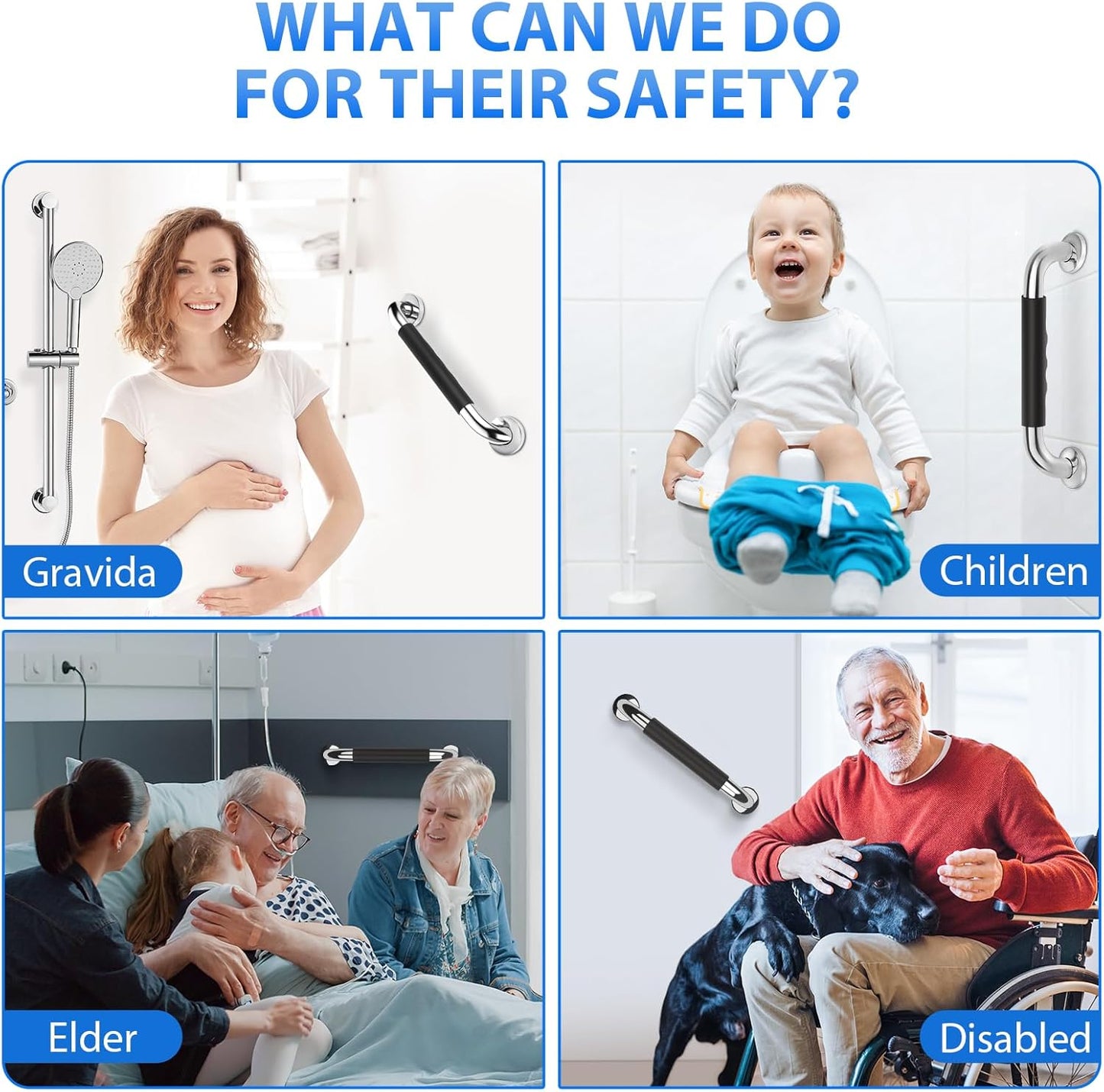 2 Pack 18 Inch Grab Bars for Bathtubs and Showers, Anti Slip Handicap Grab Bars for Shower, Safety Bath & Toilet Rail for Elderly Senior, Shower Handle Disability Assist Bathroom Handrail