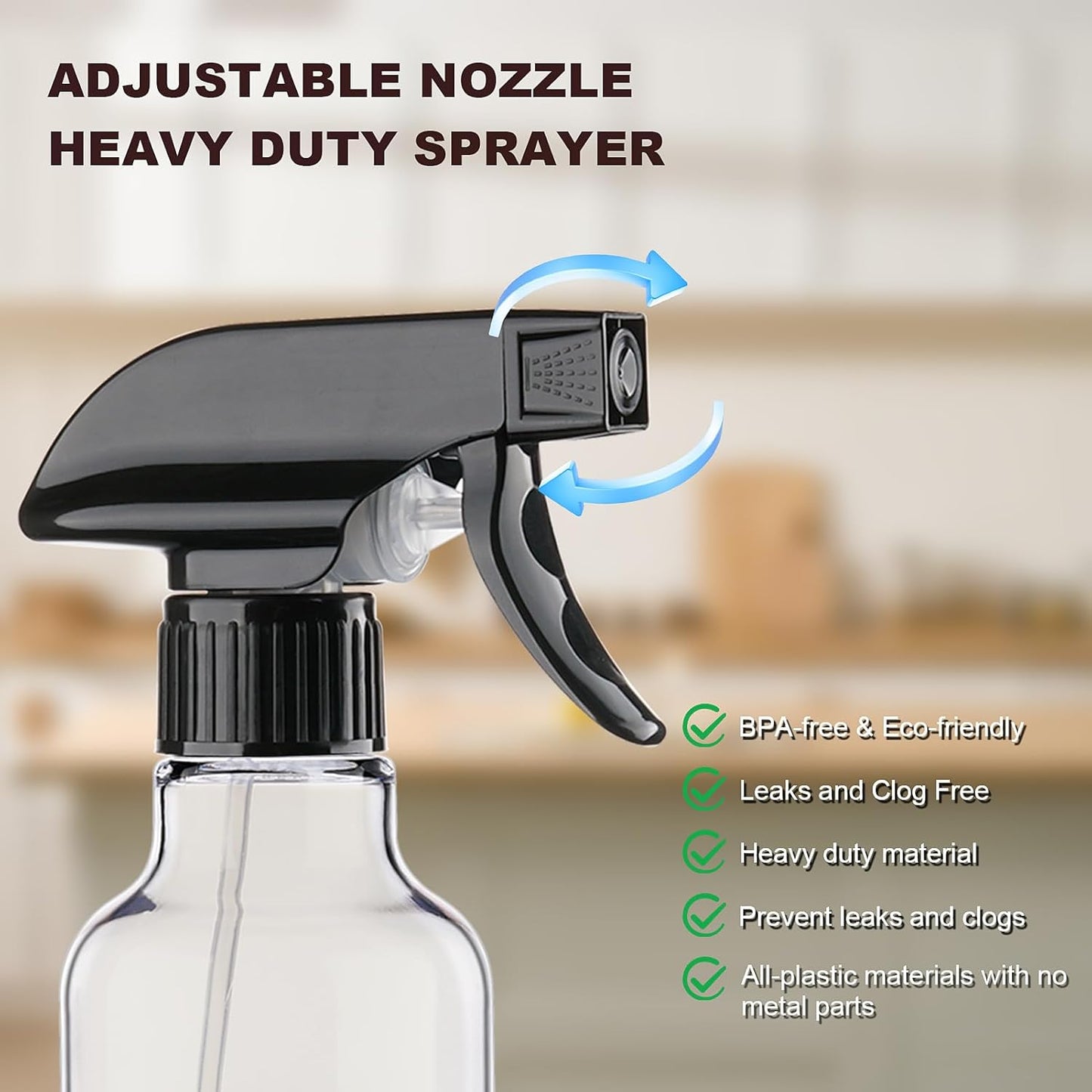 Spray Bottles 12oz Plastic Empty Spray Bottle for Hair Mist/Stream Spraying Heavy Duty Square Water Spray Bottles for Cleaning Solutions, Plants, Essential Oils 2 Pack (12oz)