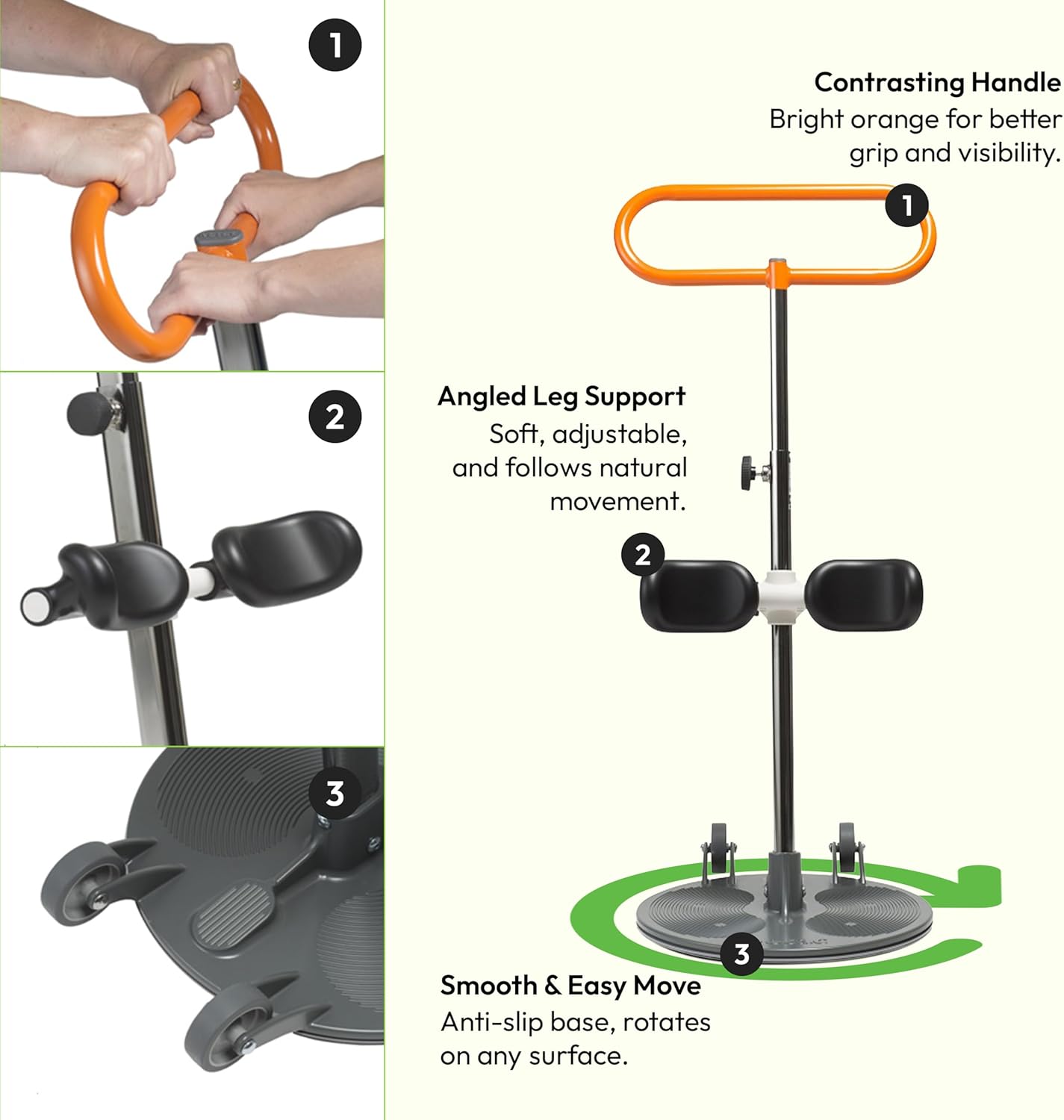 Etac Turner PRO Patient Transfer Aid - Sit to Stand Lift for Elderly with High Safe Working Load (440 lbs) - Patient Lift and Mobility Assist for Safer Transfers with Platform Disc & Anti-Slip Bottom