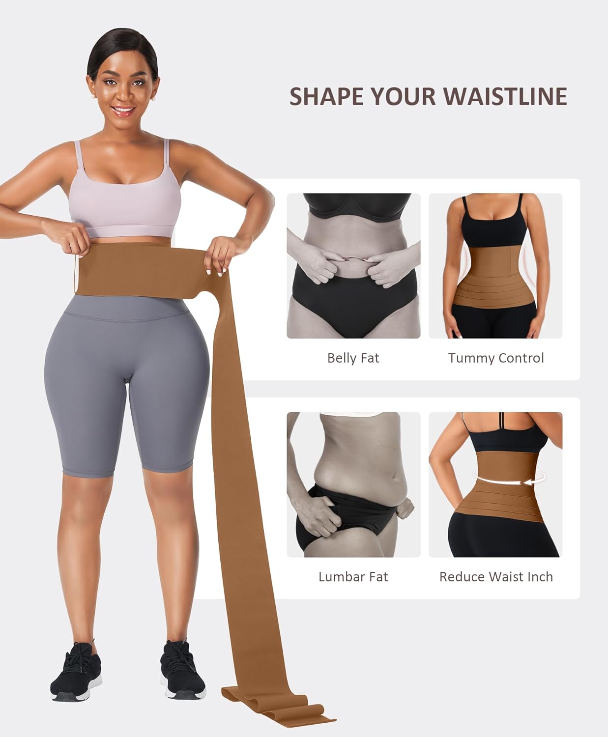 FeelinGirl Waist Trainer for Women Trimmer Belt Waist Cincher Tummy Wrap Plus Size Snatch Me Up Bandage Body Shaper