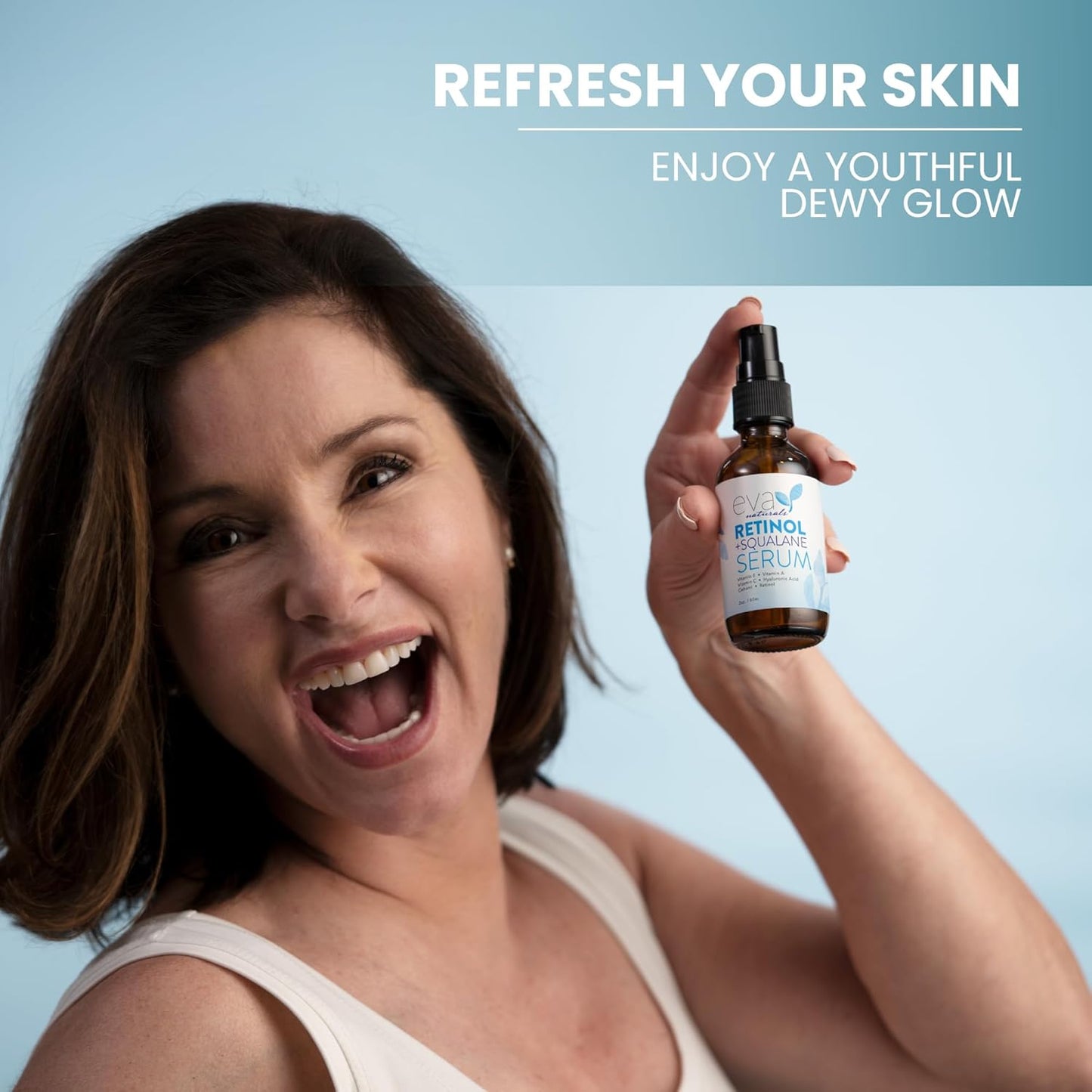 Eva Naturals Retinol + Squalane Serum – Anti Aging Face Serum for Wrinkles, Collagen Boost, Eye & Night Use – Retinoid Skin Care for Acne, Pores, Dark Spots & Sensitive Skin