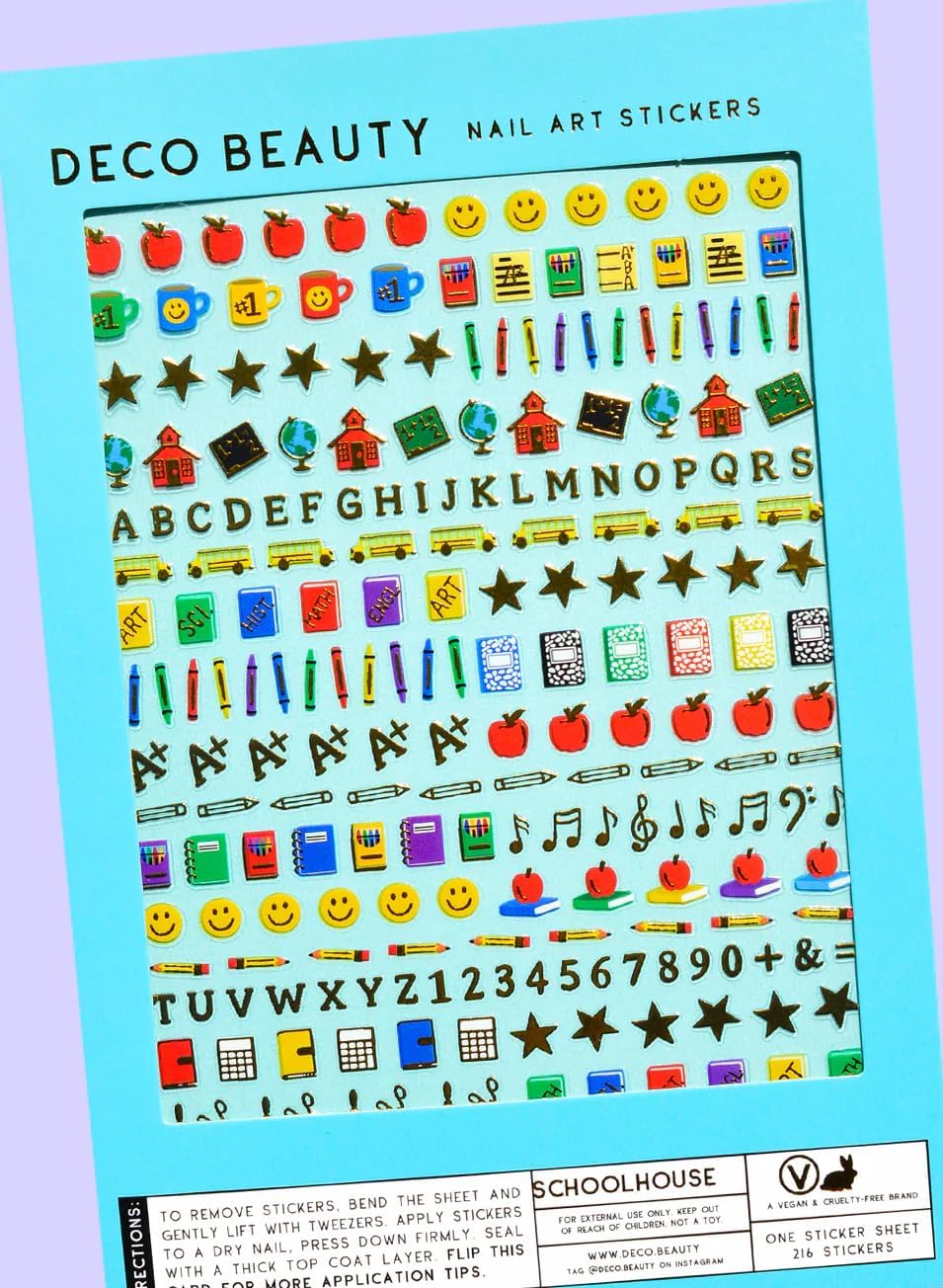 Schoolhouse Nail Stickers - Lightweight & Easy-to-Apply Nail Art with Trendy Designs - Durable & Long-Lasting Nail Stickers for Women, Ideal for DIY Manicures & Salon-Quality Nails