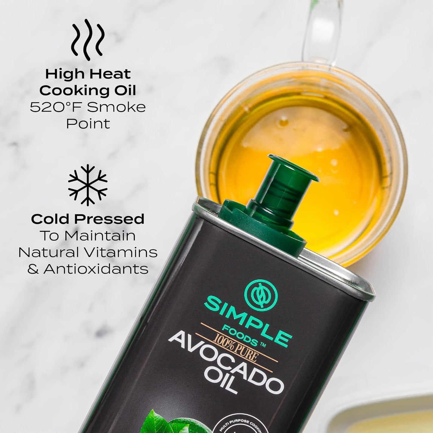 Simple Foods Avocado Oil - 100% Pure, Non-GMO, High Smoke Point, Mild Flavor 16.9 oz