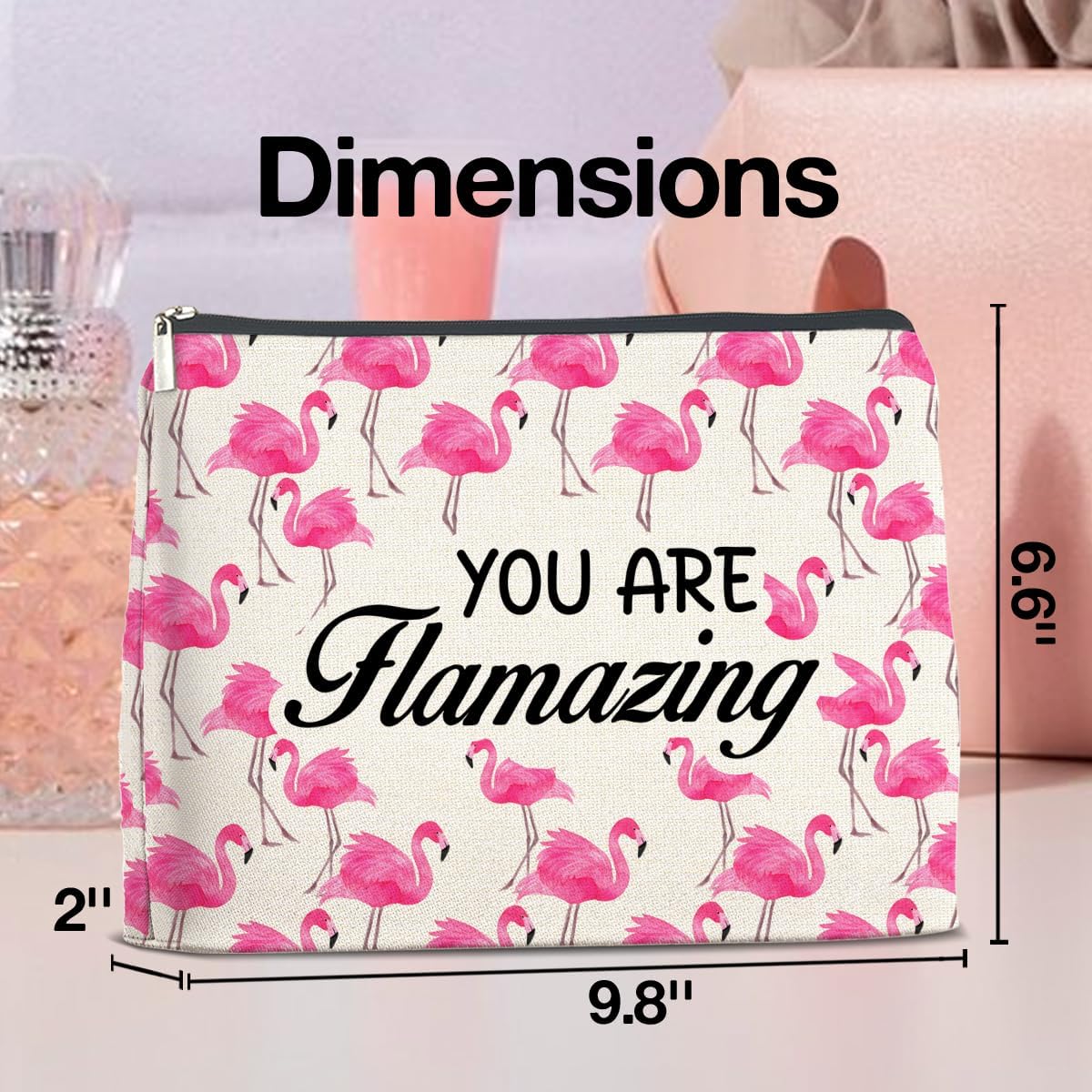 Pink Flamingo Makeup Bag Gifts for Women Flamingo Lover Besties Positive You Are Flamazing Cosmetic Bag Zipper Pouch