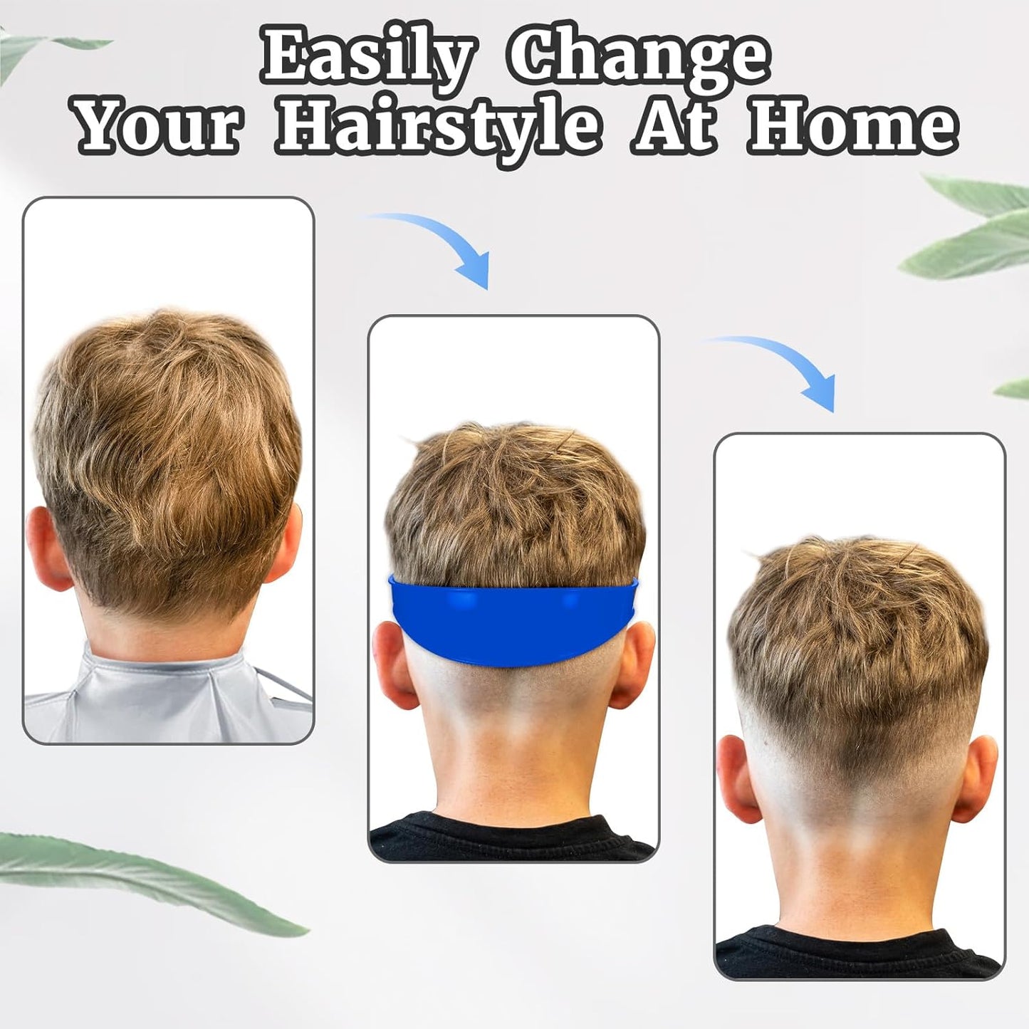 Fade Haircut Guide for Men, Self Haircut Kit for Men, Include Hair Cutting Guide & Cape Umbrella & Comb, Neckline Shaving Templat, DIY Hair Cutting Accessories Tools for Home (Blue)