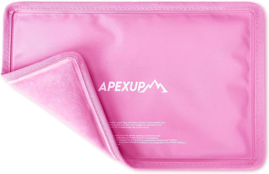APEXUP Gel Ice Packs for Injuries Reusable, Flexible Double Sided Cold Packs for Injuries, Ice Pack for Knee, Shoulder, Back, Hip, Leg, Arm (Pink, S, 1PK)