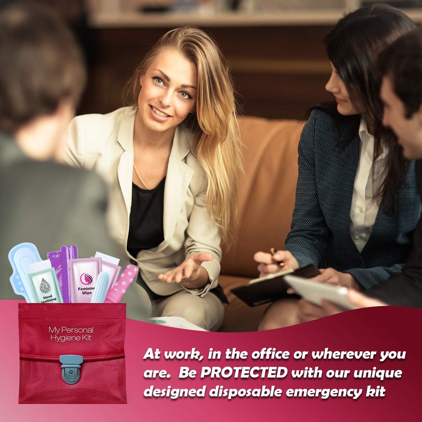 Menstrual Kit All-in-One 10 Pack | Convenience on The Go | Period Kit Pack for Travelling, Tweens & Teenagers or just When You’re Out | Individually Wrapped Feminine Hygiene Product (Red Purse)