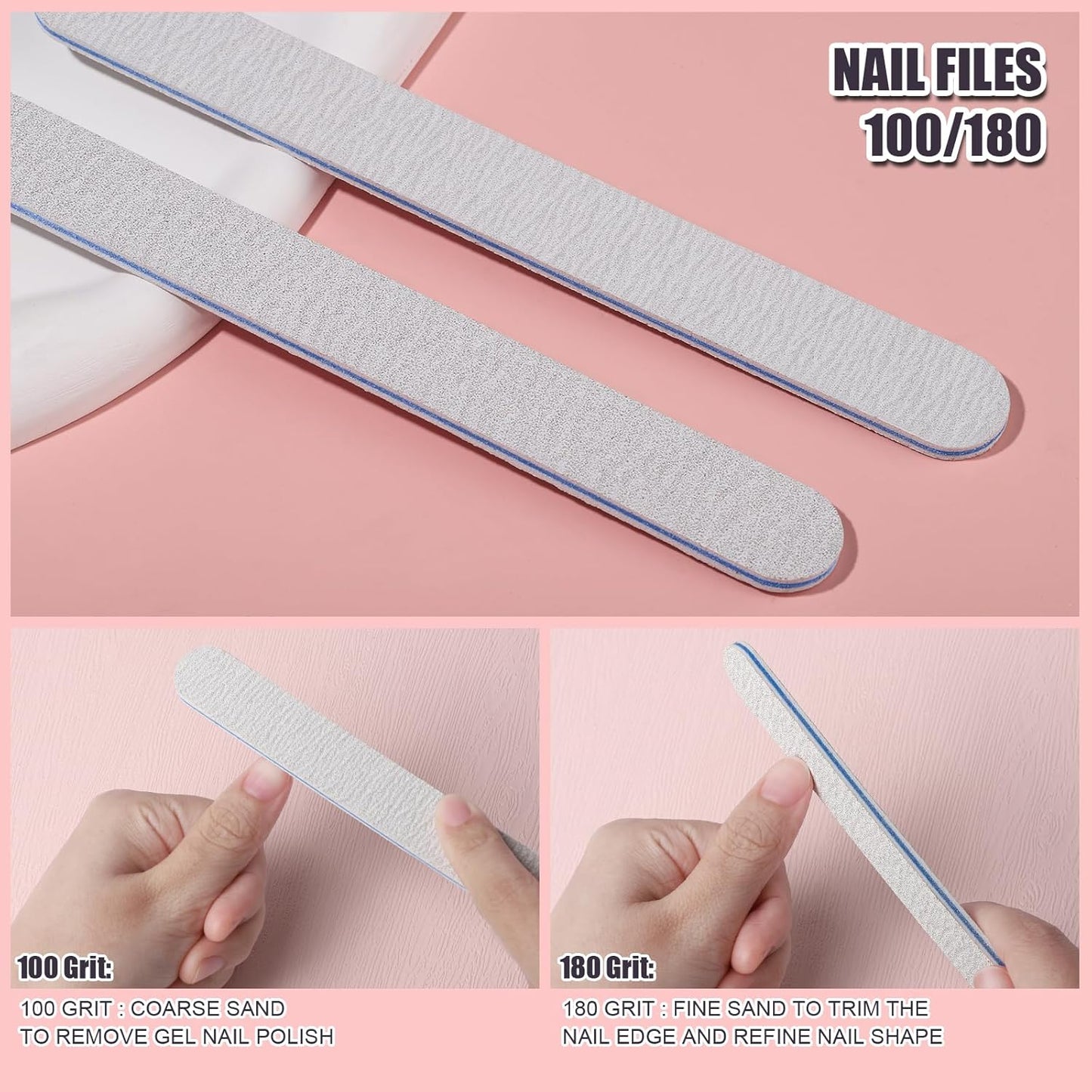 FANDAMEI Nail Buffers and Files, 8PCS Colorful Nail Buffer Block, 8PCS Blue Nail File, 2PCS 7 Way Nail File & 2PCS Nail Polishing Buffer. Professional Nail Care Tools Kit.