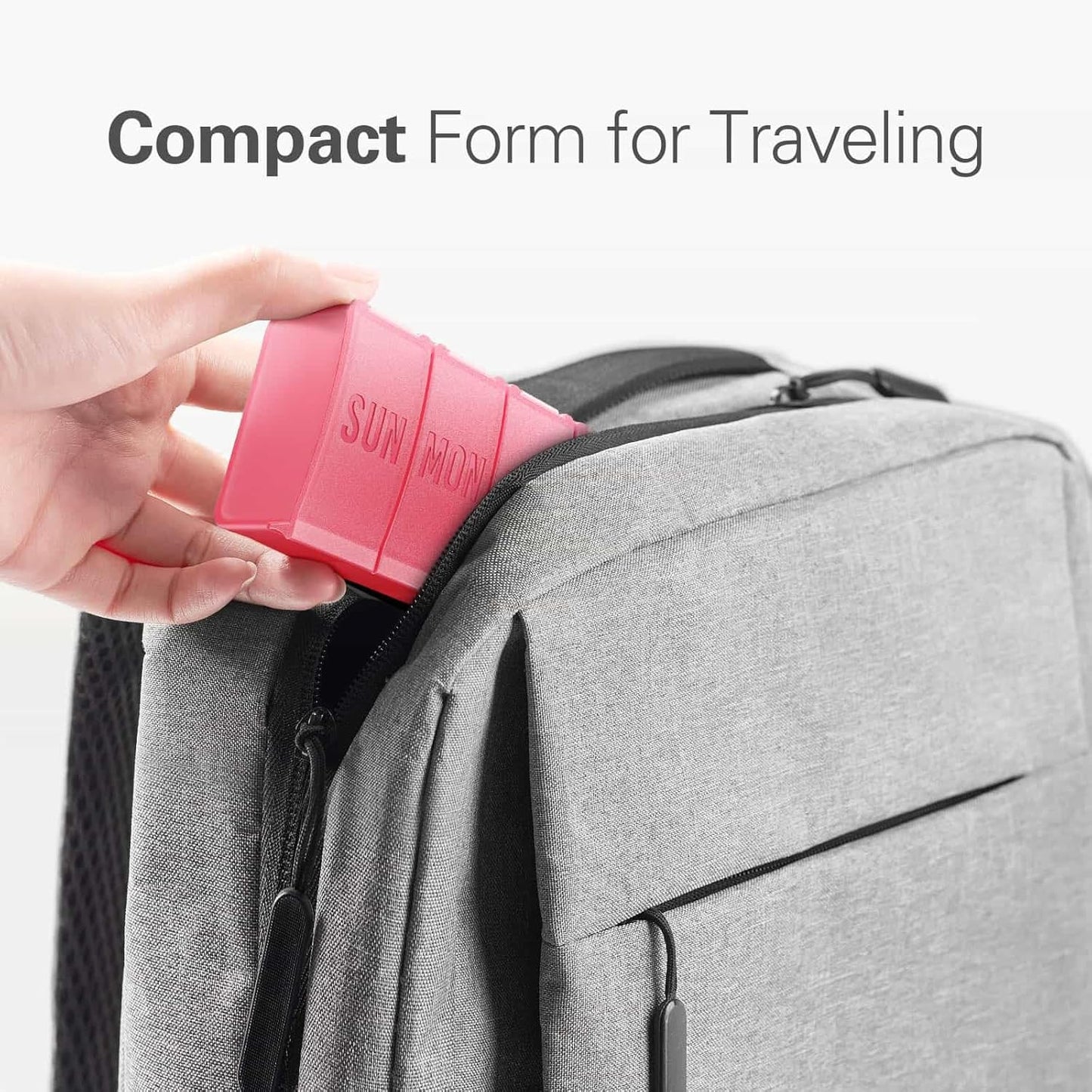 Barhon Pill Organizer Large, Weekly Medicine Pill Organizers, 7 Day Pills Box Case Travel for Big Vitamin Supplements Fish Oil, Red