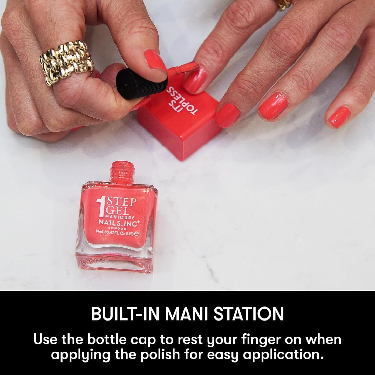 Nails Inc It's Topless Gel-Like Nail Polish, 4-in-1 Base Coat, Treatment, Color & Top Coat, Long Lasting, Strong, Chip Free Nails, Glossy Salon Quality Manicure, Air Dry Nail Polish, Kim, 0.47 Fl Oz