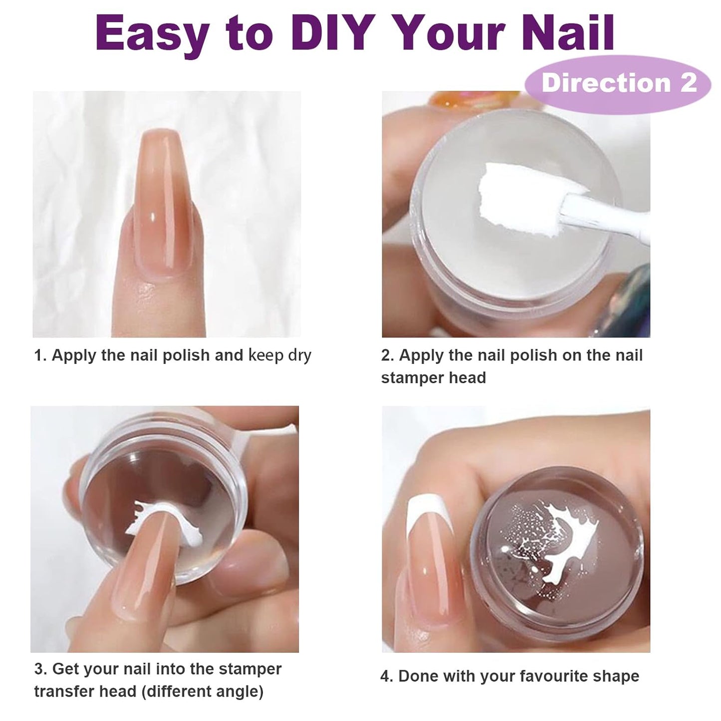 Nail Stamper Nail Art Brushes, French Tip Nail Stamp Clear Nail Art Stamper Jelly with Scraper, 15pcs Nail Pen Brushes, Soft Silicone Stamper Printer DIY French Tip Nail Stamping Manicure Tool