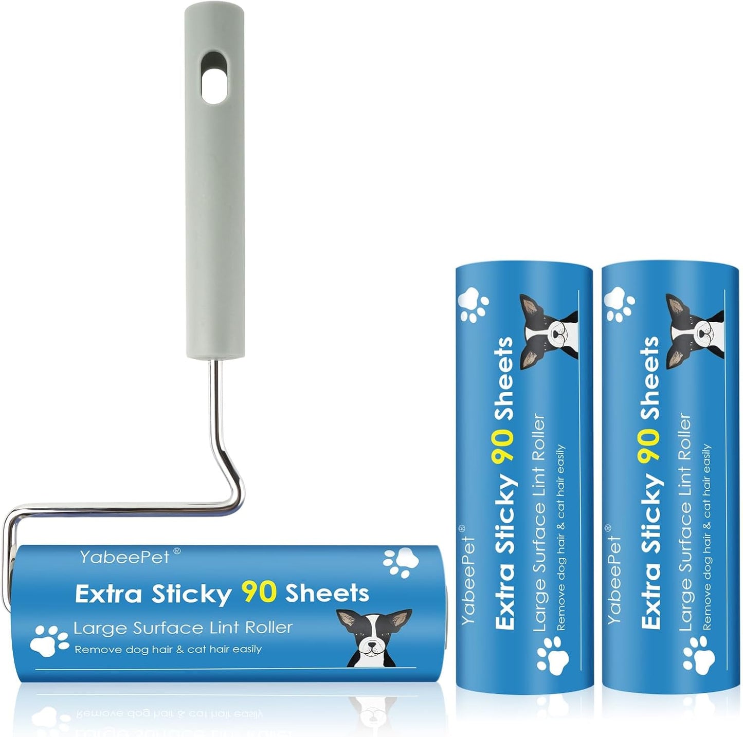 Extra Sticky Large Surface Lint Roller, 6.3'' Giant Lint Roller for Pet Hair, Lint Remover Roller for Cat Hair, Clothes, Furniture (1 Handle + 270 Sheets)