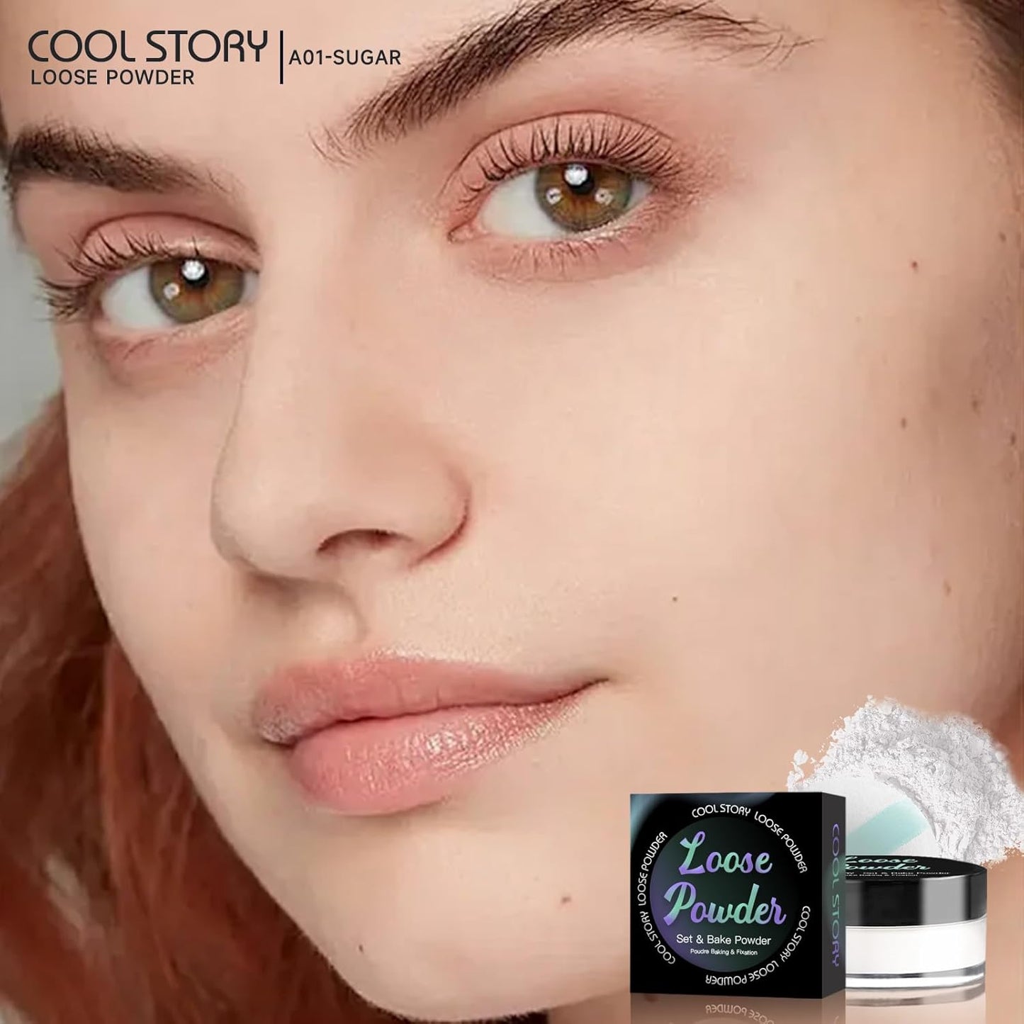 Loose Setting Powder, Bake Makeup Powder Full Coverage Matte Finish (Sugar, 6g/O.21oz)