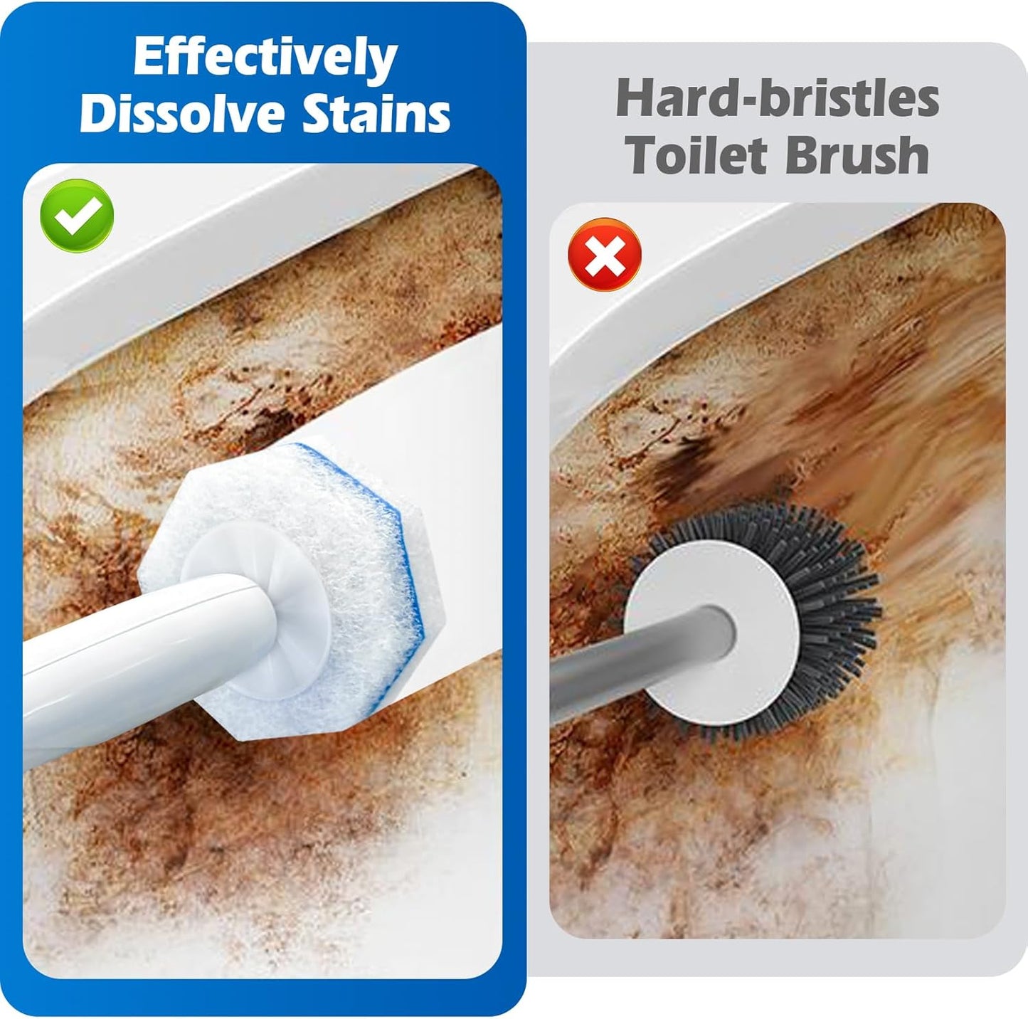 50 Count Upgraded Toilet Wand Refills | 2X Cleaning Power Toilet Bowl Cleaners | Extra Foam Disposable Brush Heads | Compatible with Most Toilet Cleaning Systems
