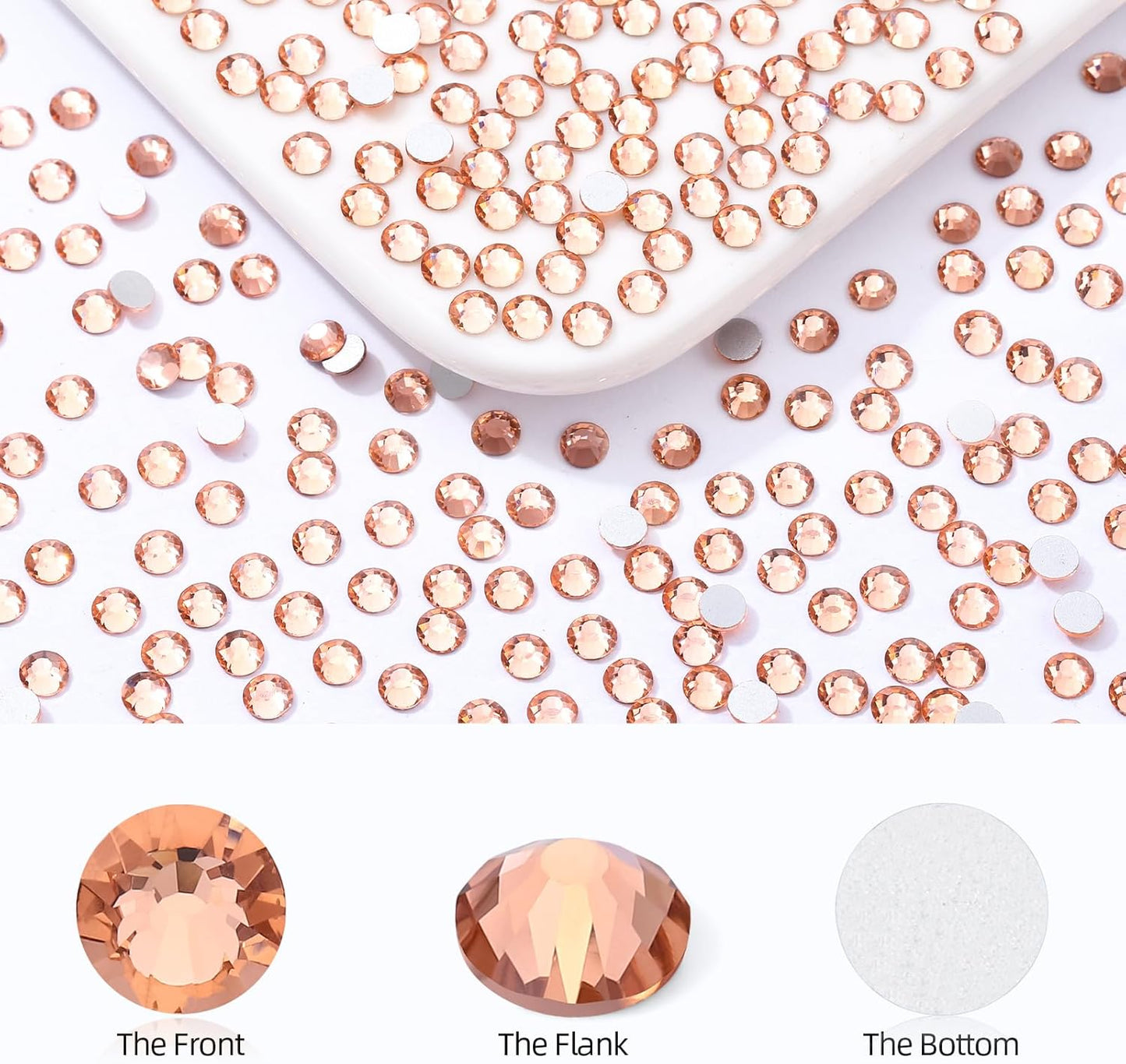 Champagne Flatback Rhinestones, Glass Rhinestones for Nail Art and Craft, Glue Fix, Loose Crystal Gemstones(Champagne, SS16, 2880pcs, 3.8-4.0mm)